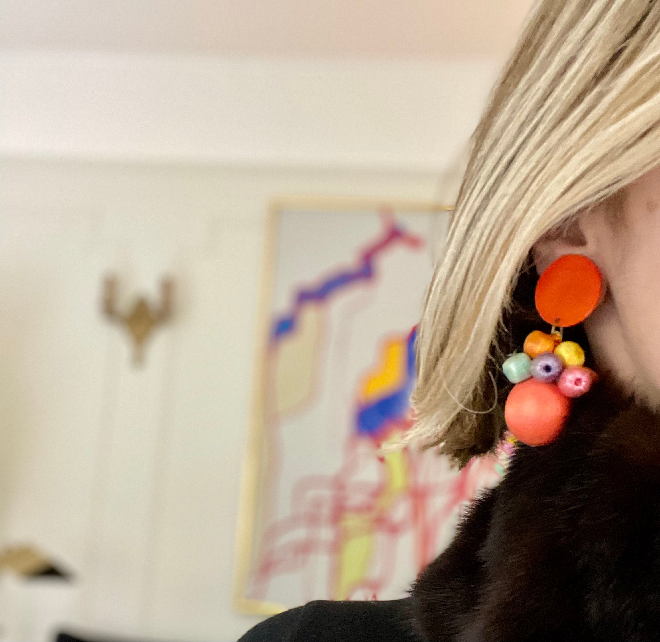 The most colorful 1960's feminine drop earrings.... so chic