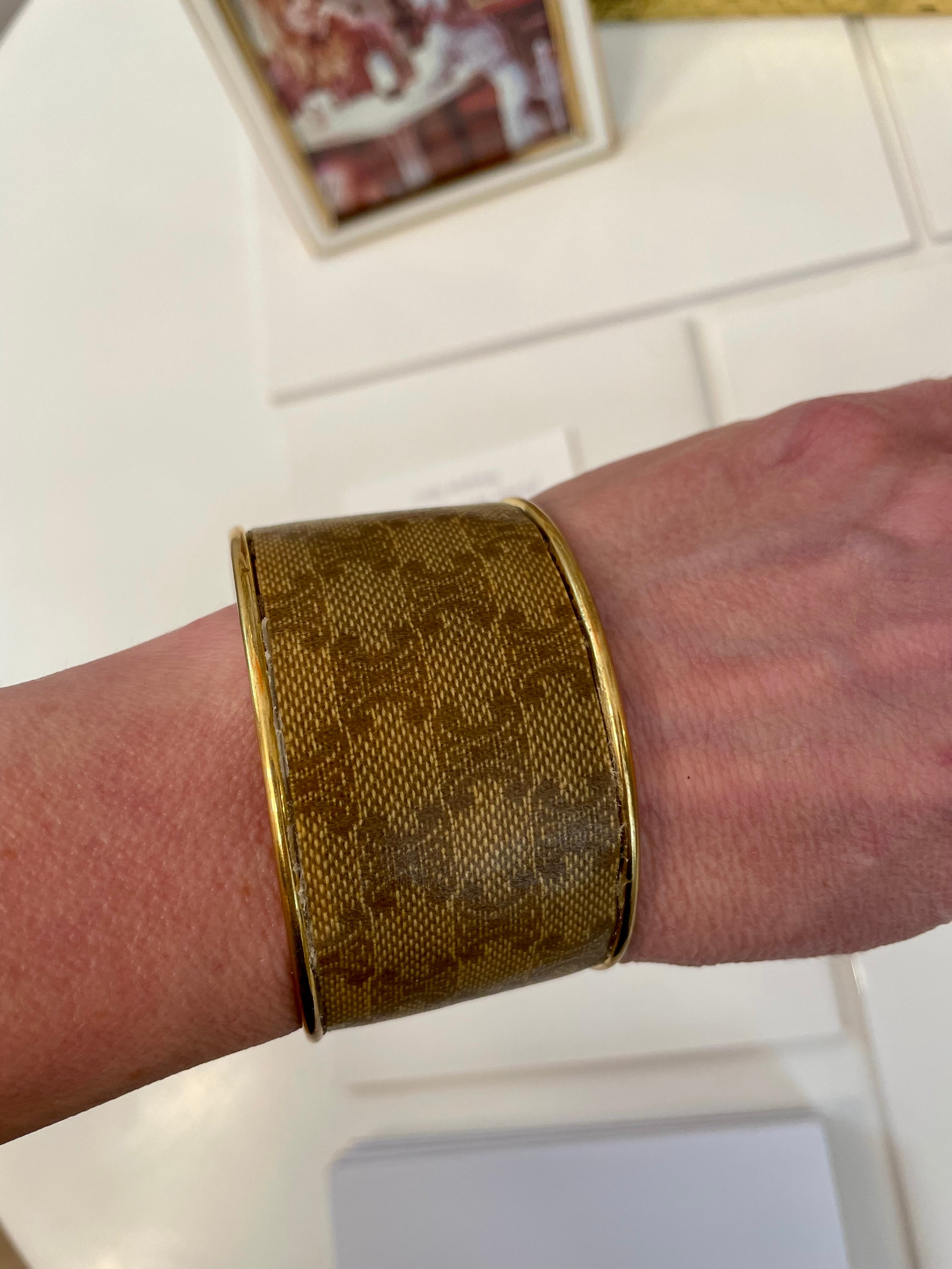 So classic...one of a kind Celine fabric cuff bracelet. So classy!