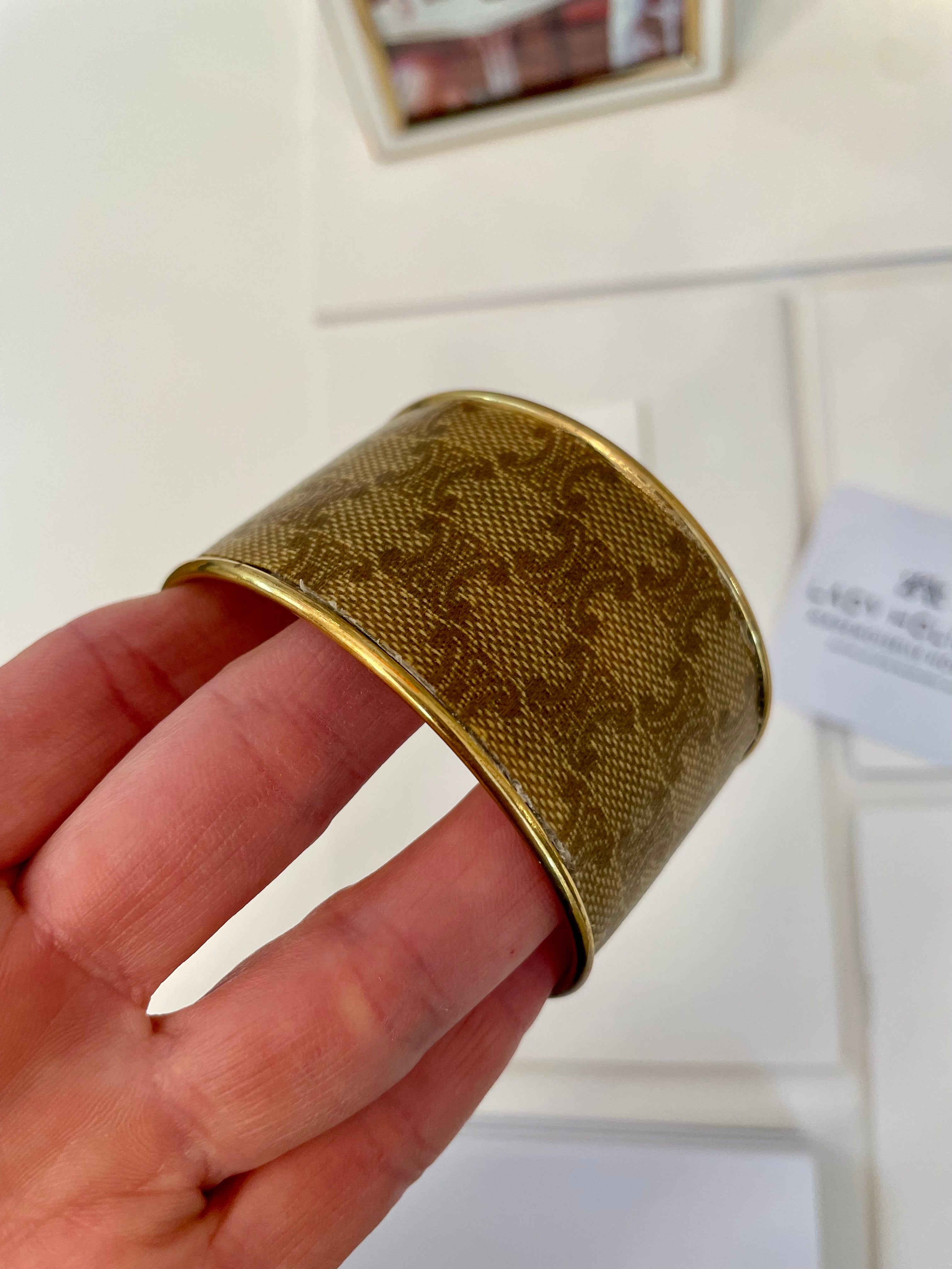 So classic...one of a kind Celine fabric cuff bracelet. So classy!