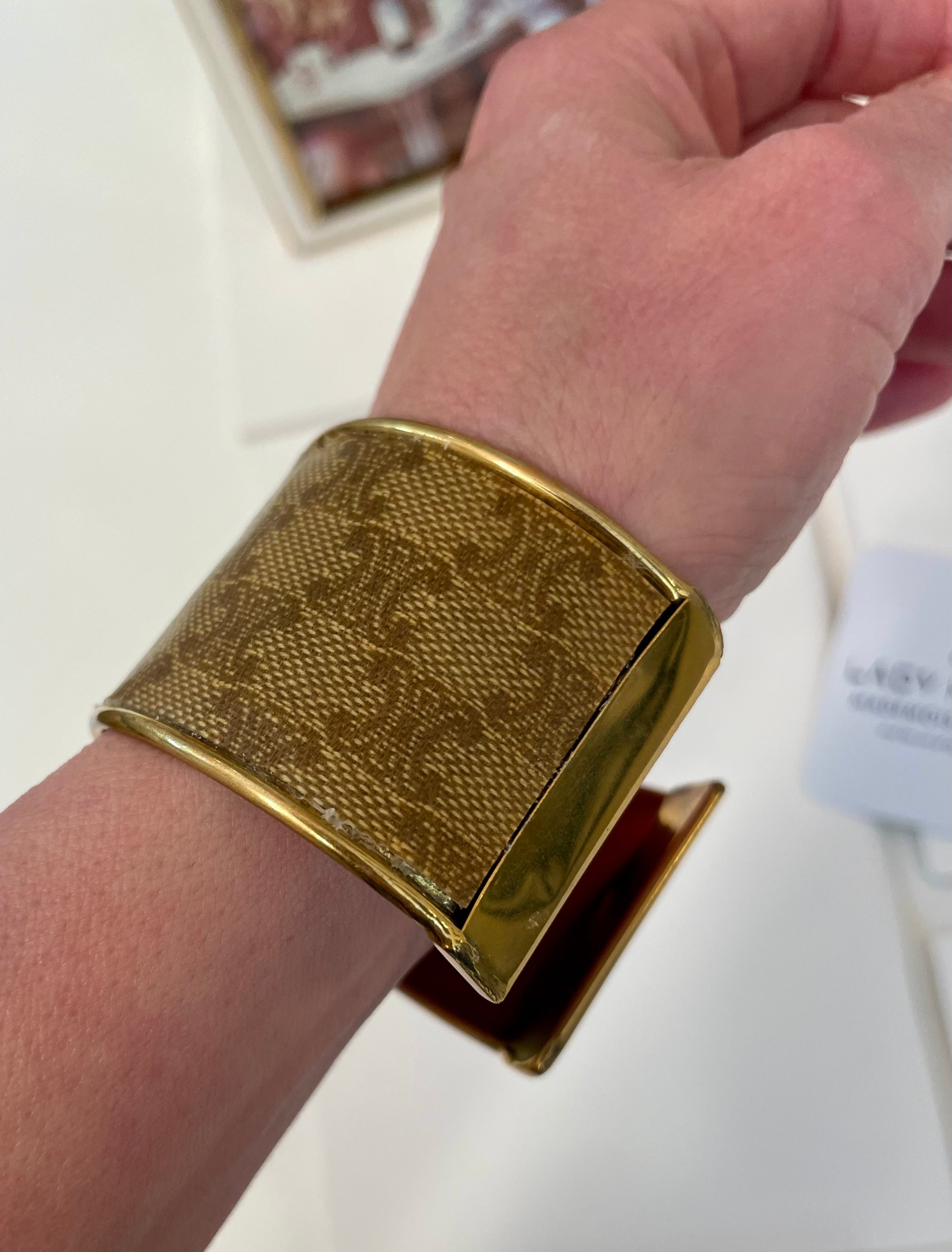 So classic...one of a kind Celine fabric cuff bracelet. So classy!