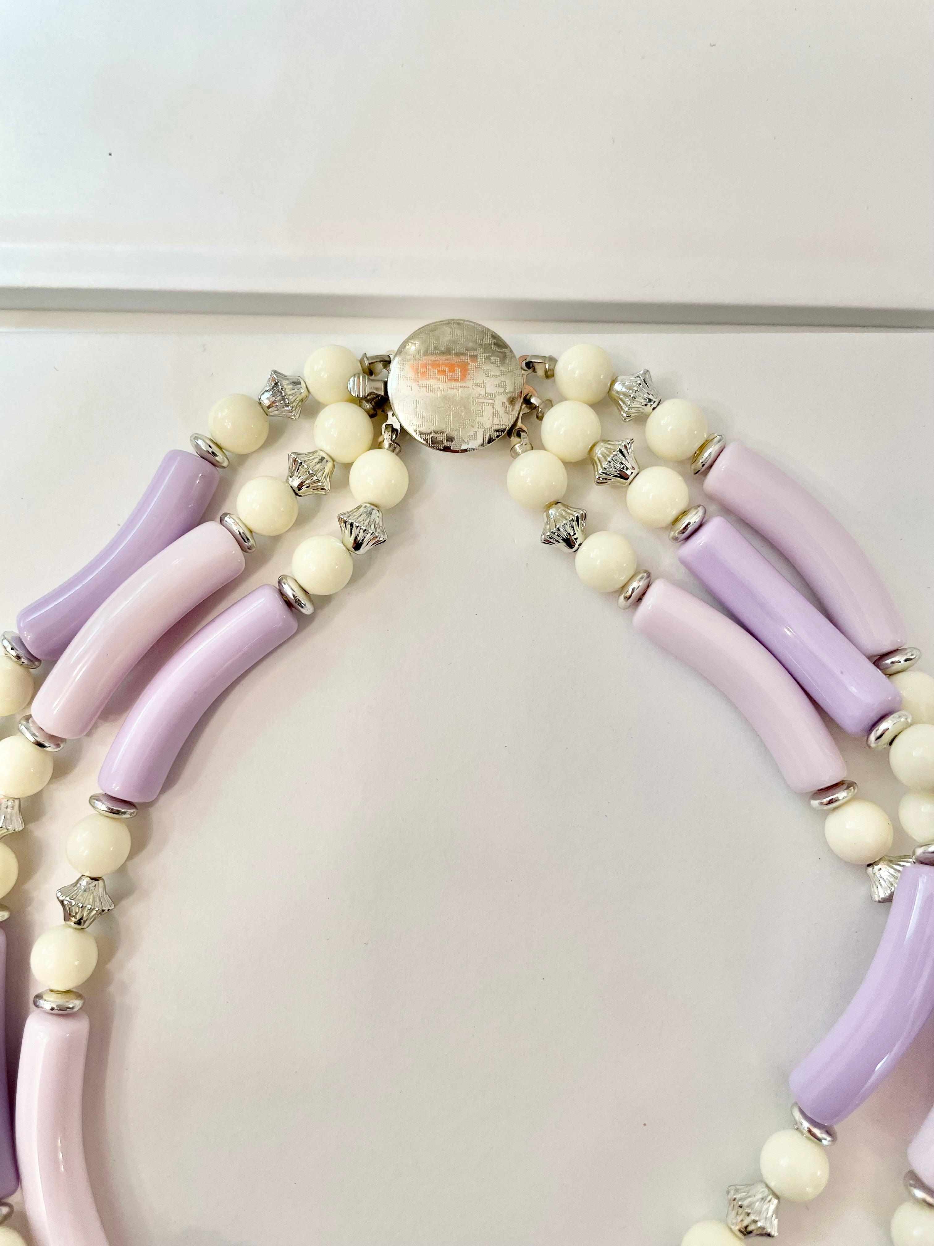 This 1960's soft purple multi strand delightful necklace is so feminine, and so chic... love this color story.