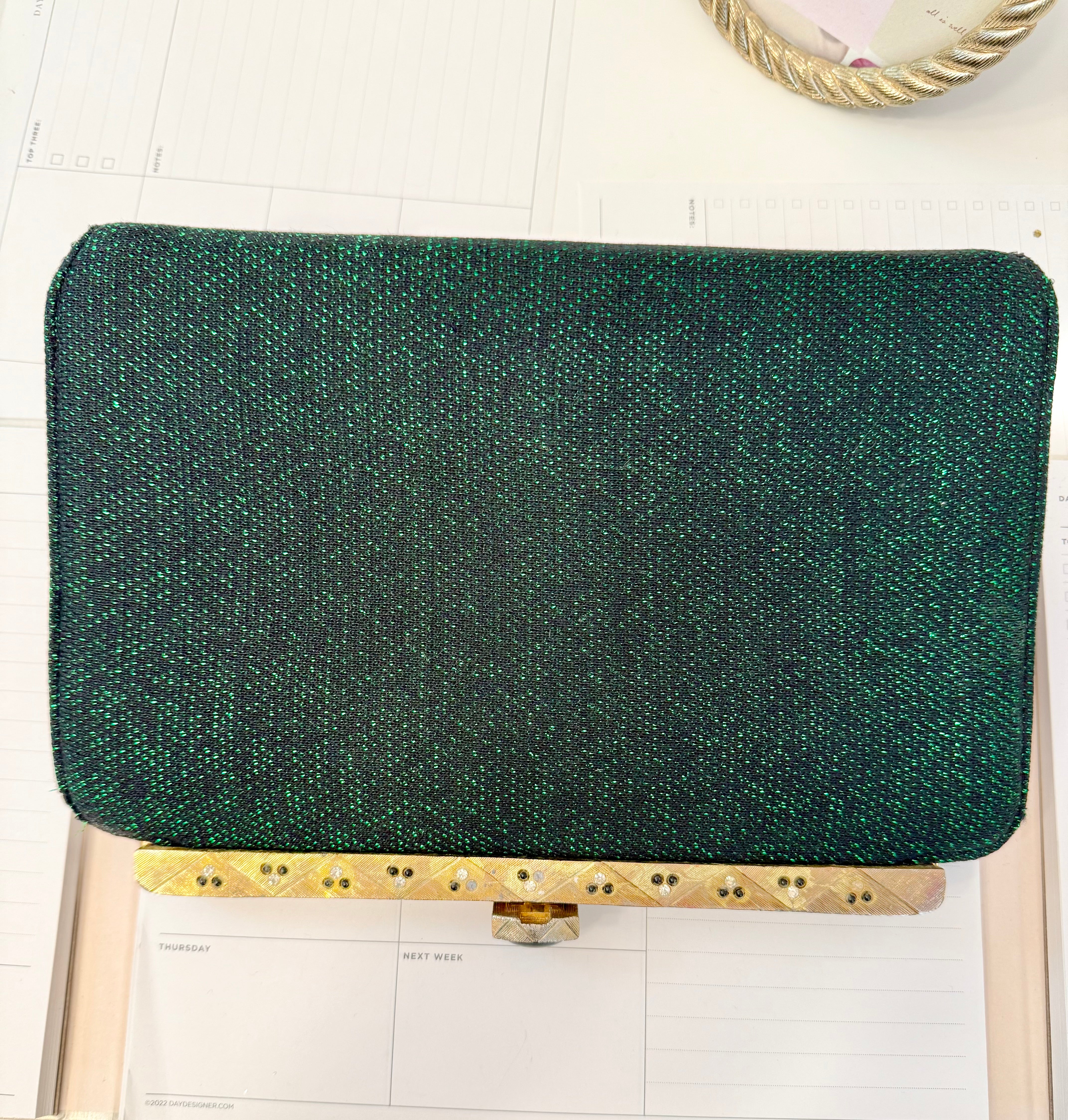 1960's Emerald green delightful evening bag.... so elegant