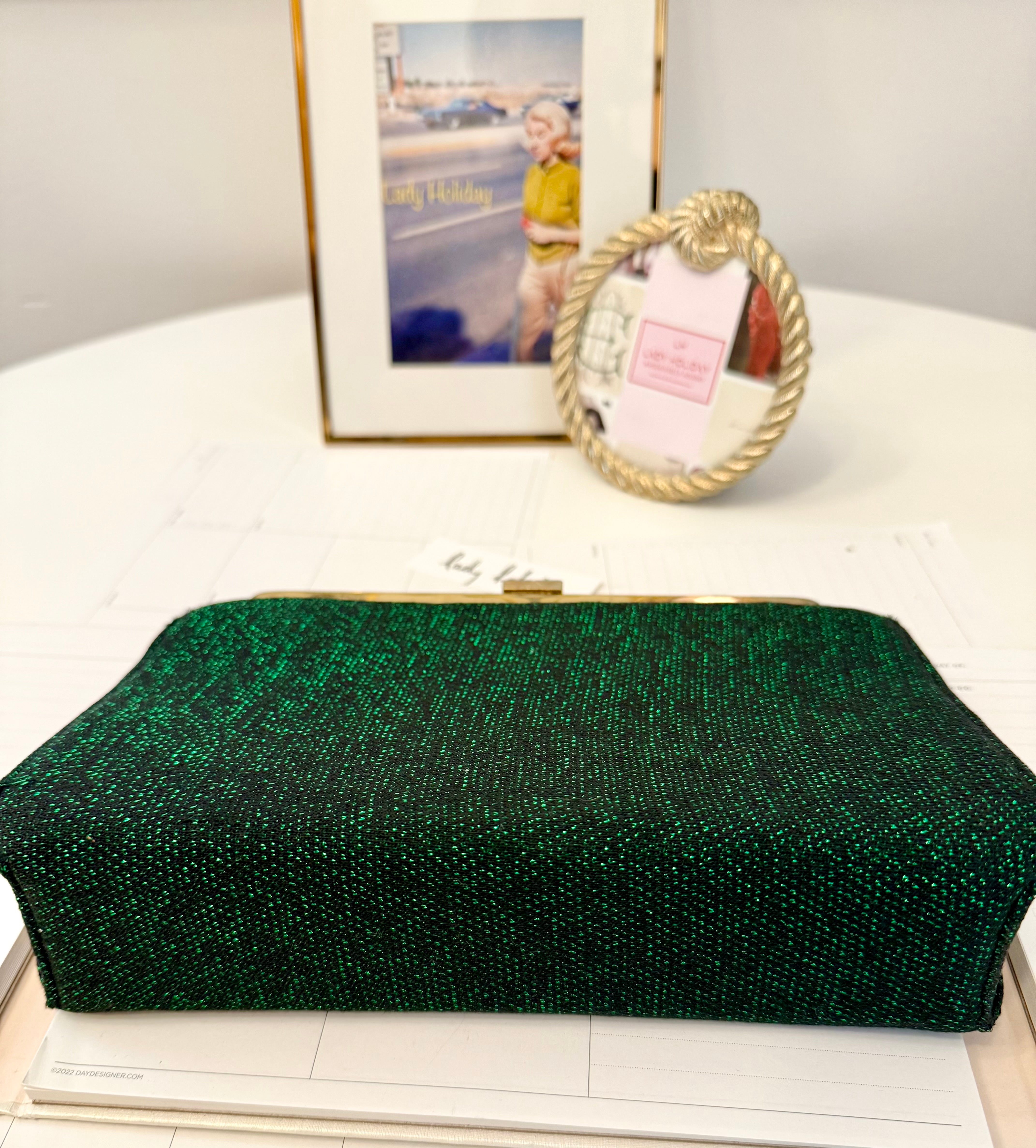 1960's Emerald green delightful evening bag.... so elegant