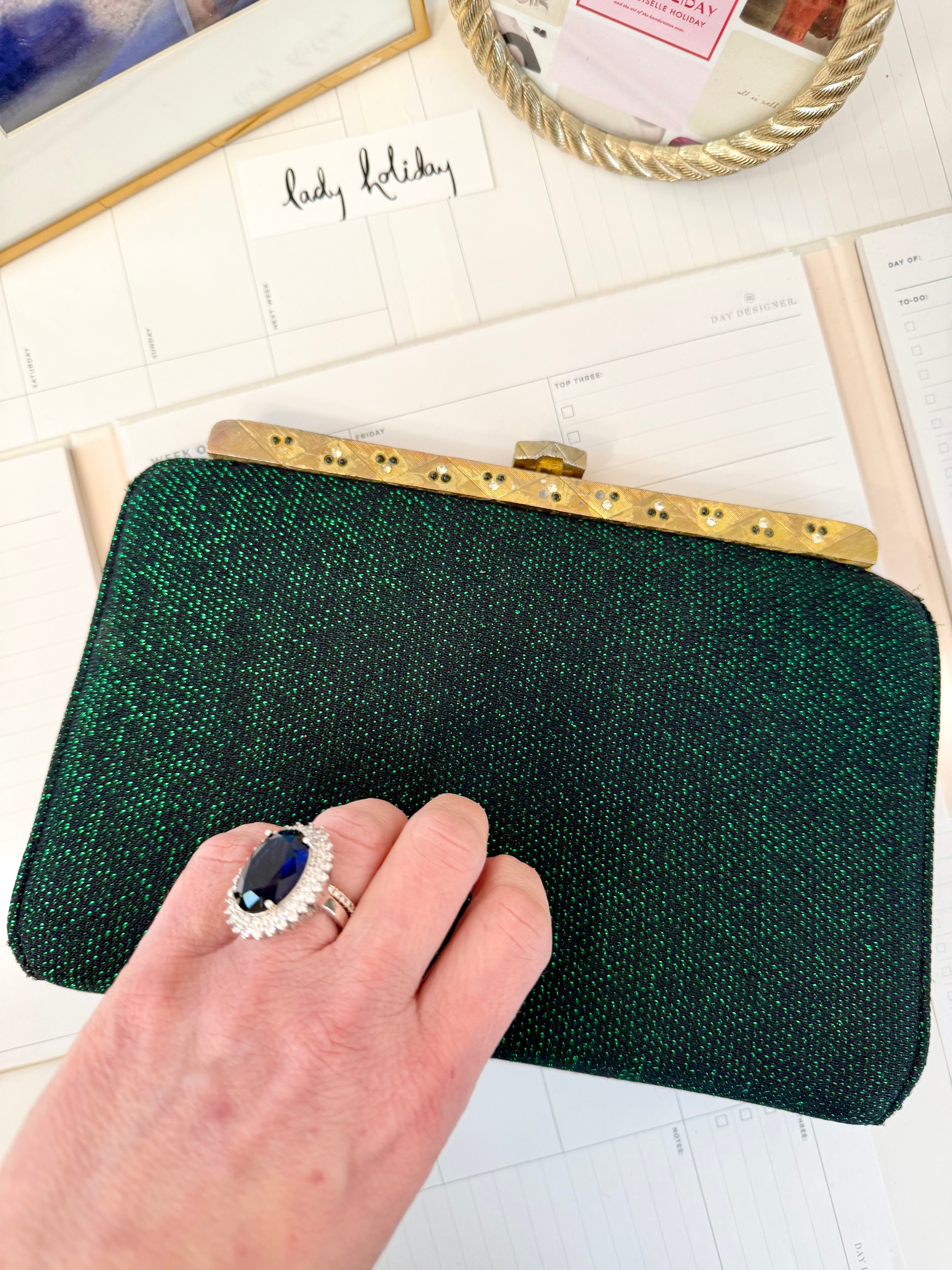 1960's Emerald green delightful evening bag.... so elegant