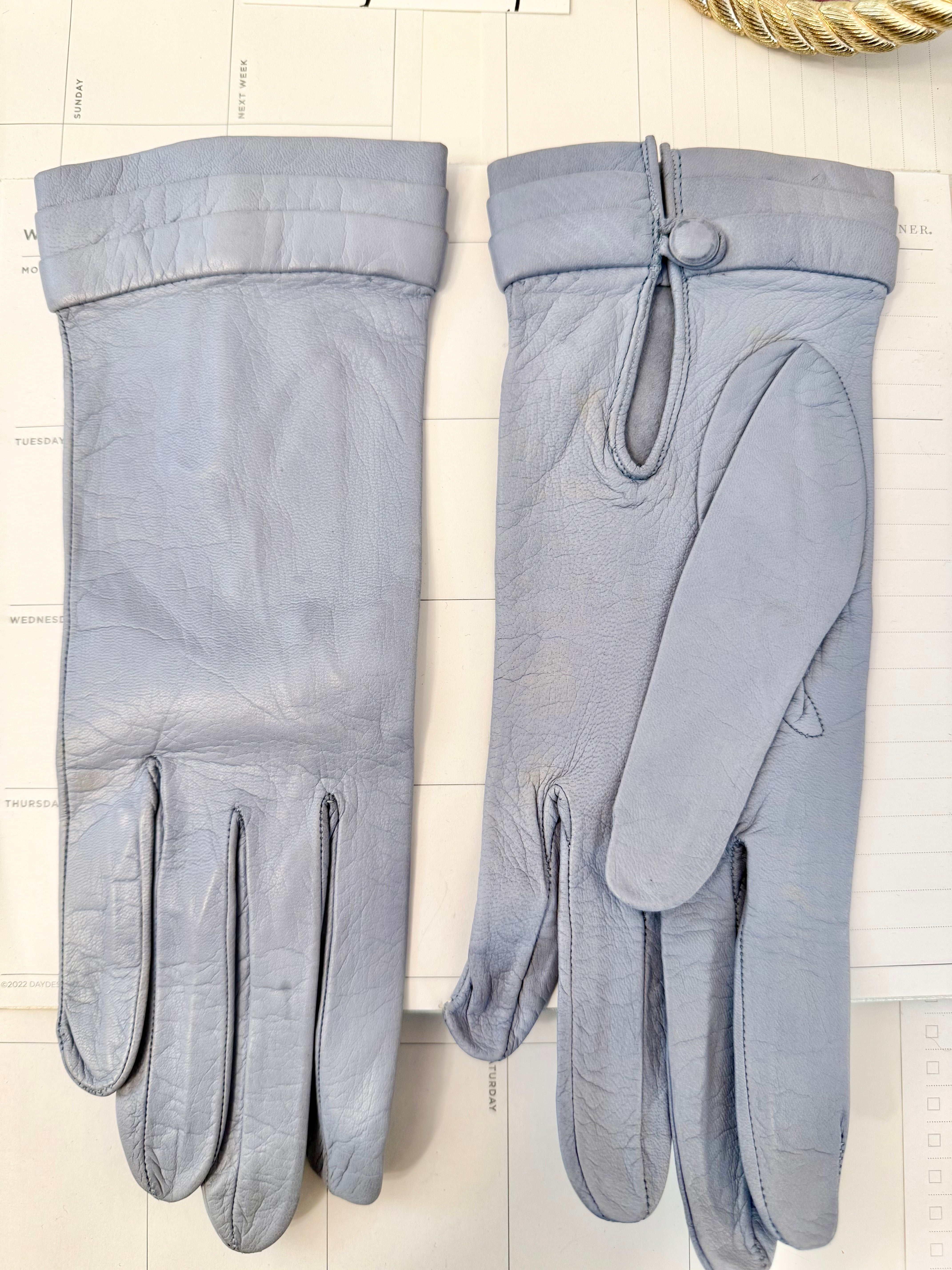 1960's soft blue calf leather dress gloves... so charming