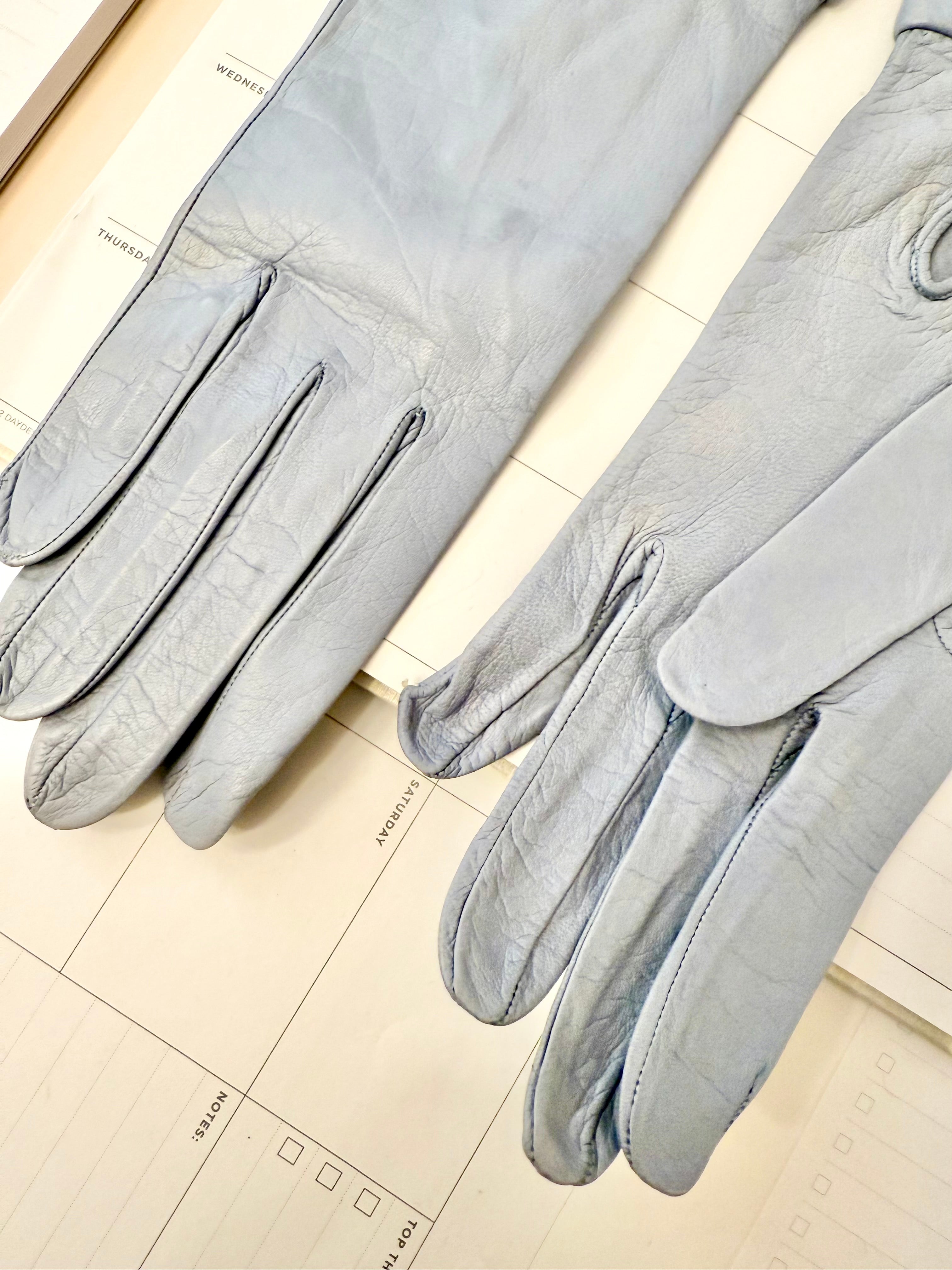 1960's soft blue calf leather dress gloves... so charming