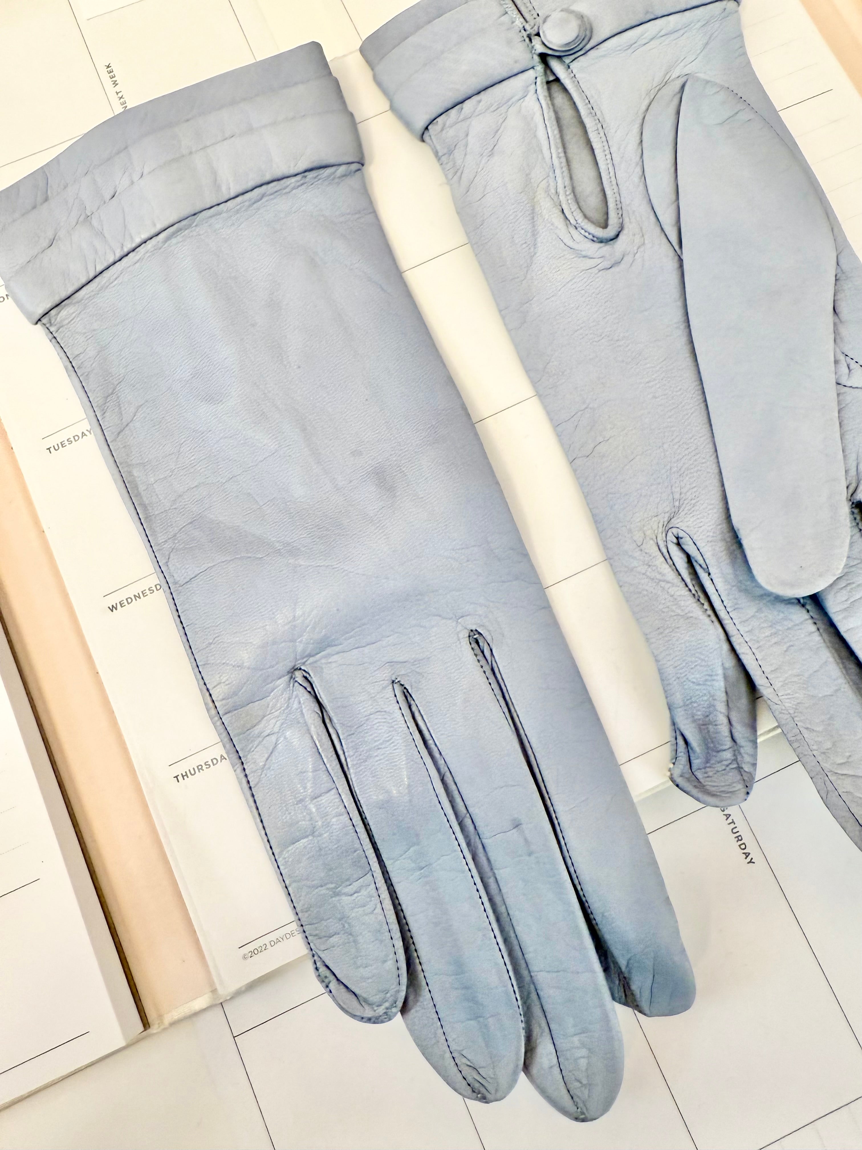 1960's soft blue calf leather dress gloves... so charming