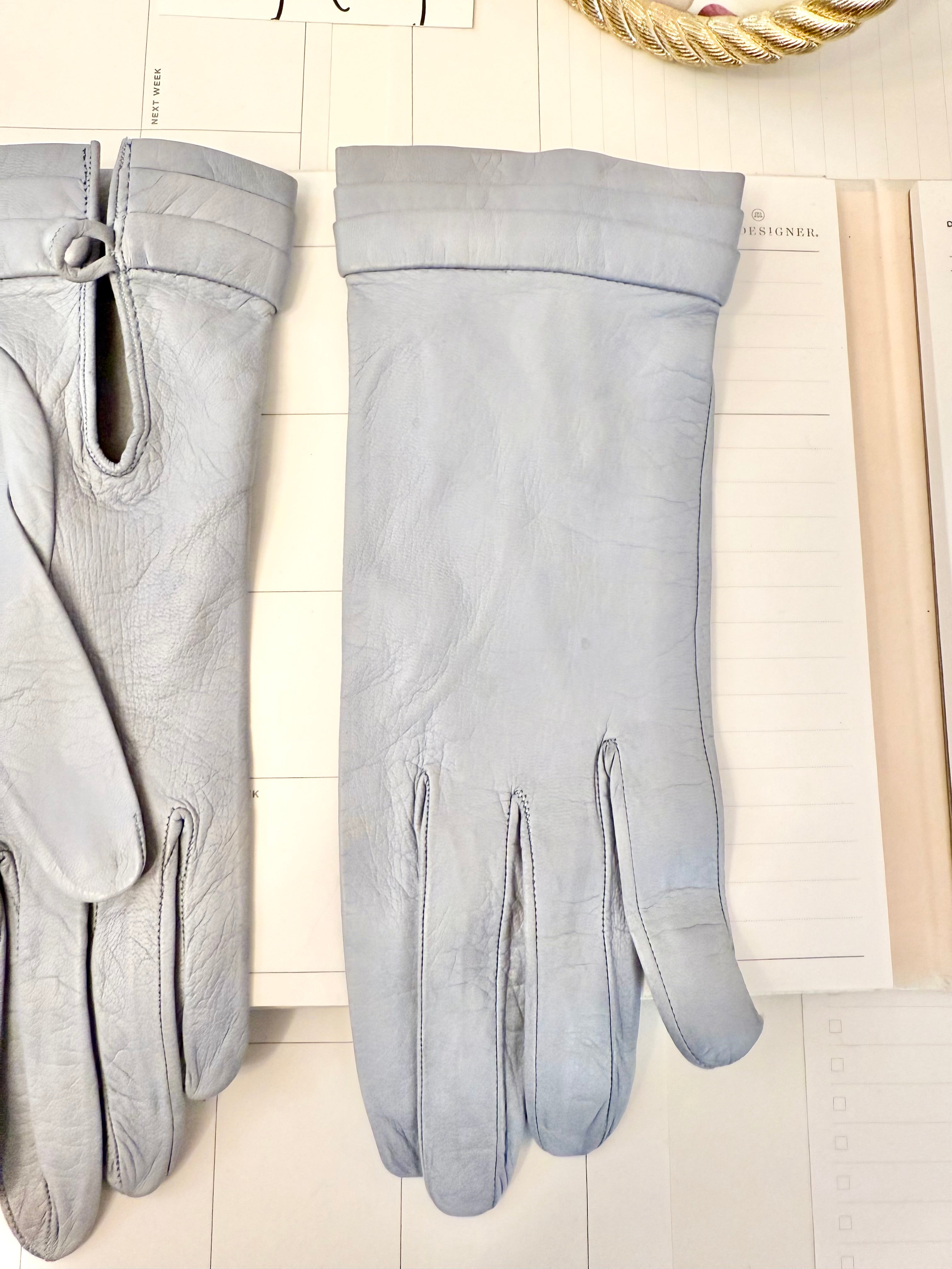 1960's soft blue calf leather dress gloves... so charming