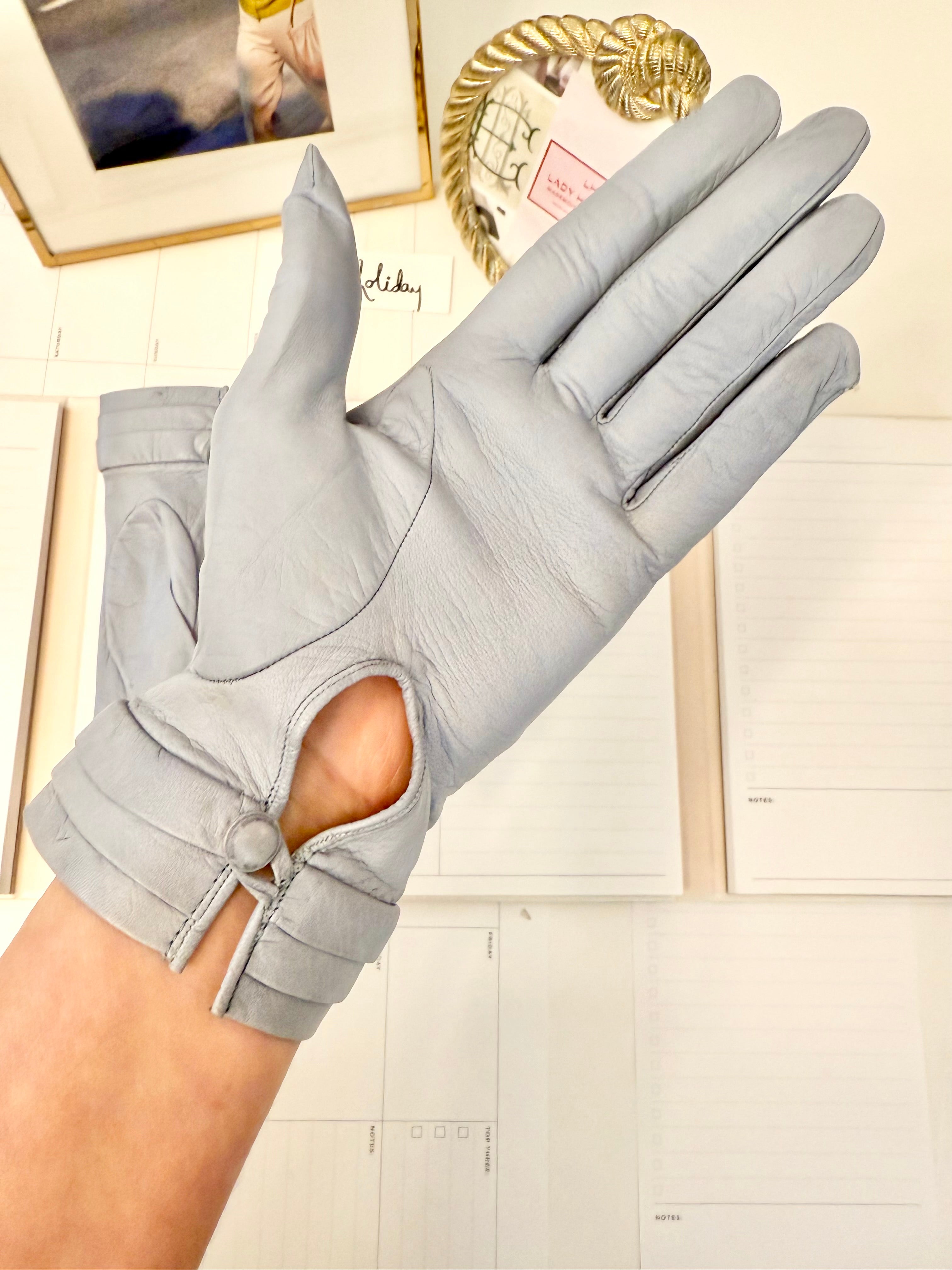 1960's soft blue calf leather dress gloves... so charming