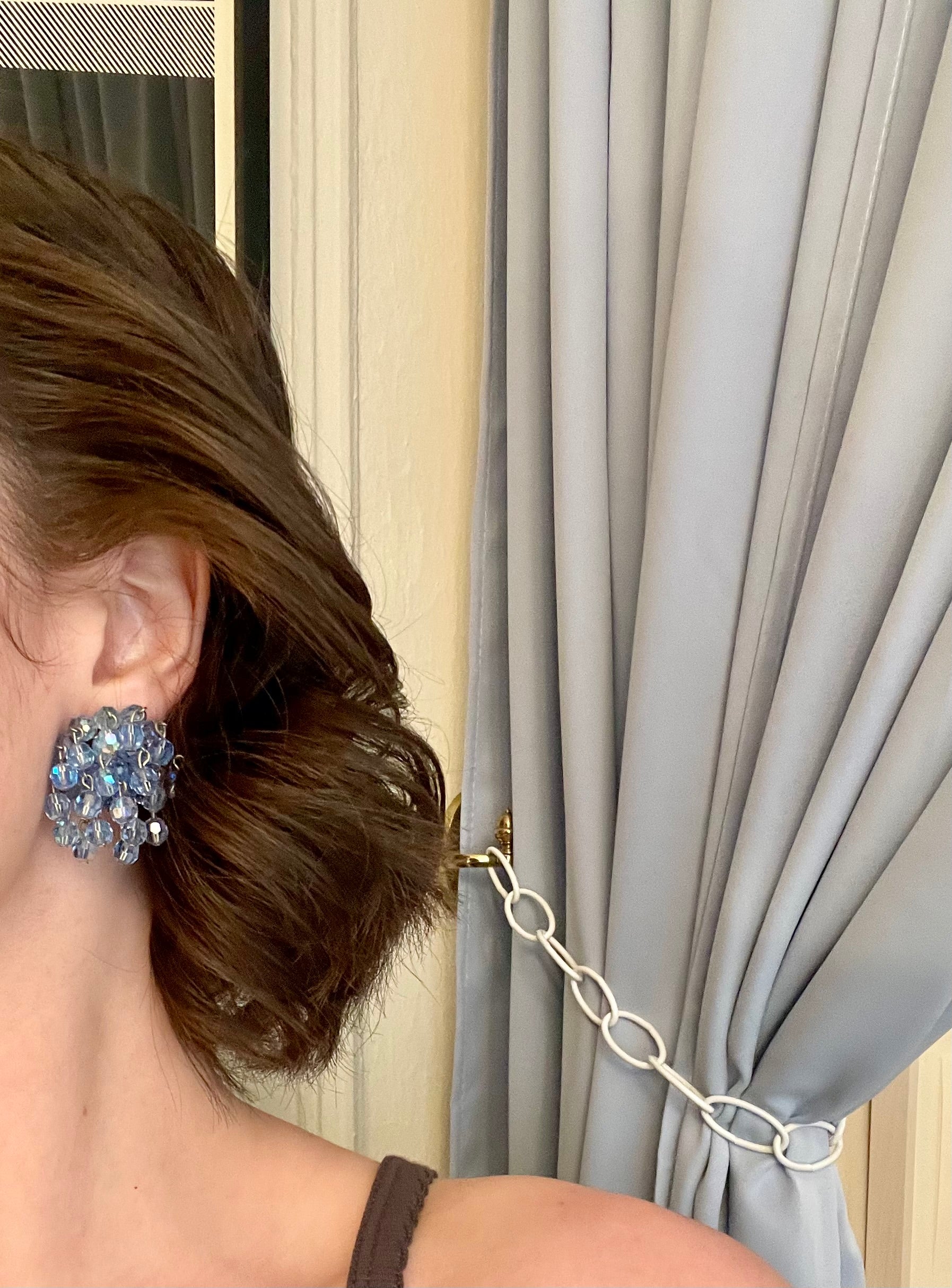 1960's blue crystal Cha Cha earrings so divine!