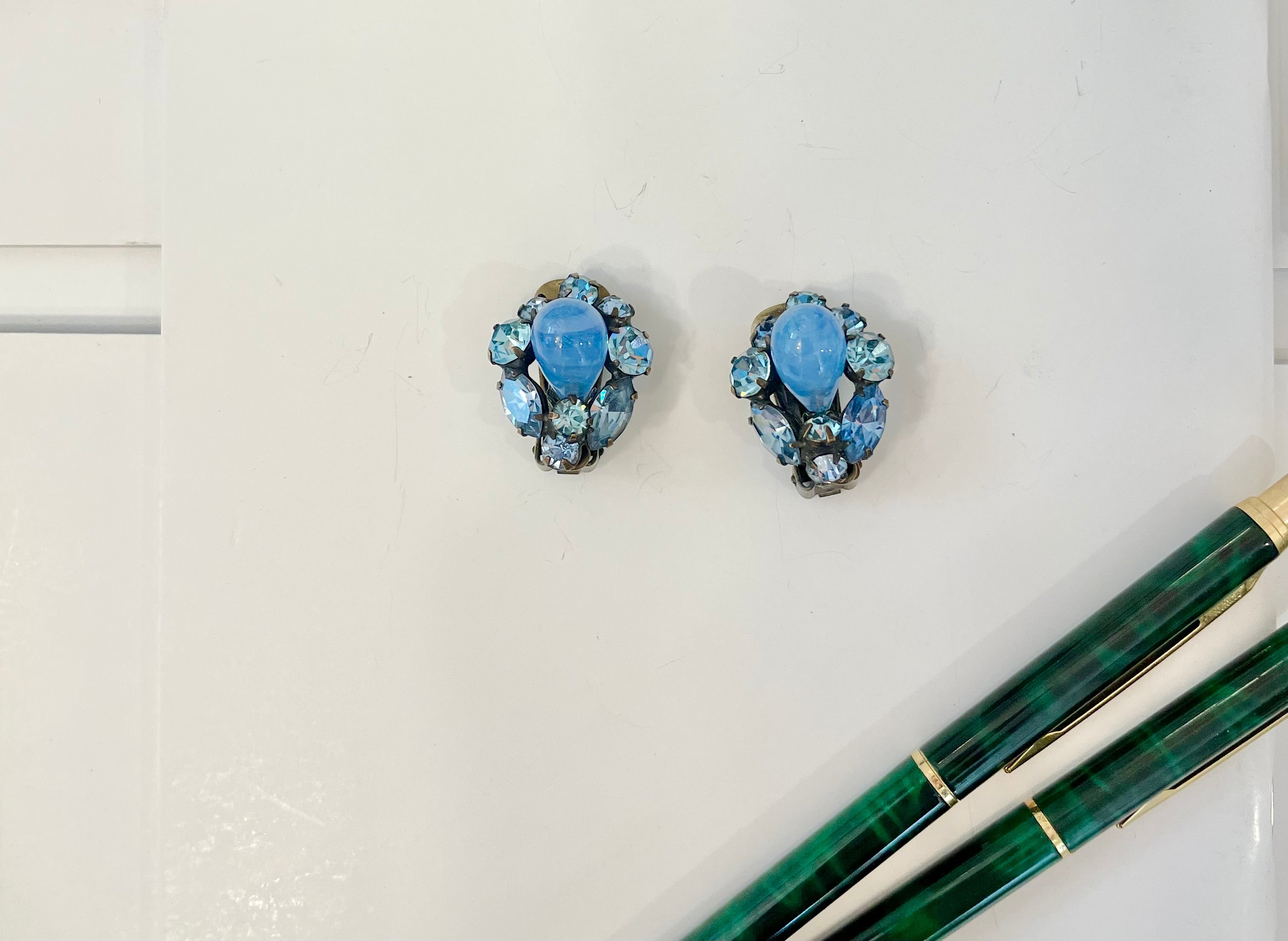 1960's Weiss stunning cornflower blue earrings.. so lovely