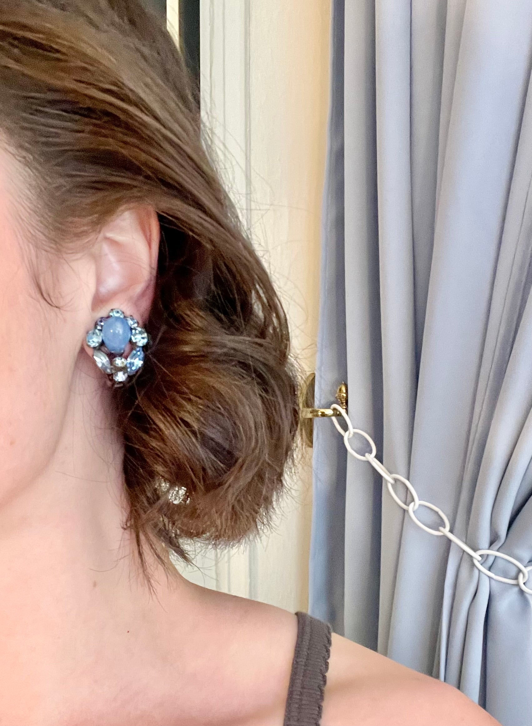 1960's Weiss stunning cornflower blue earrings.. so lovely