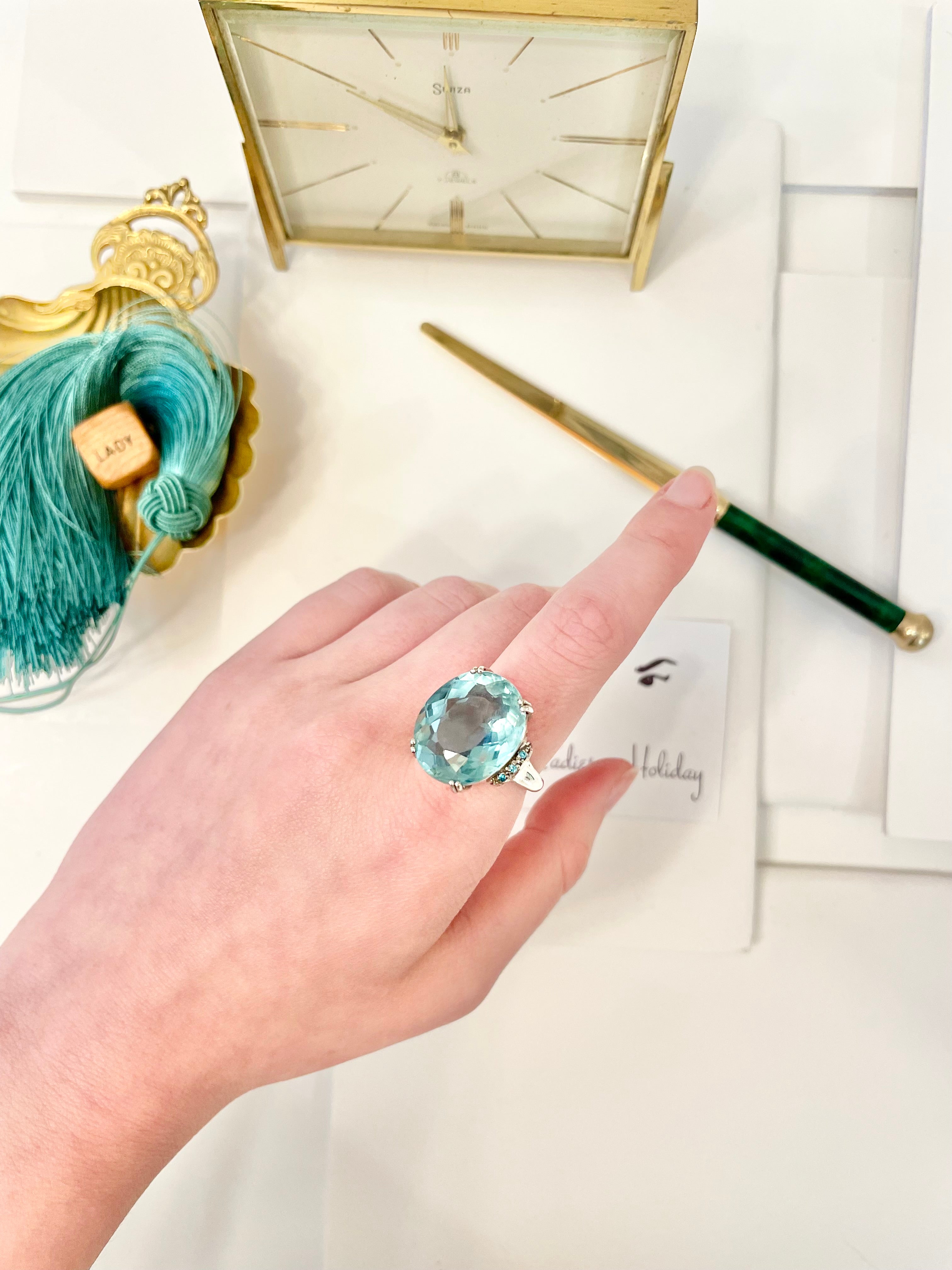 The most divine Aquamarine glass cocktail ring.... so fabulous