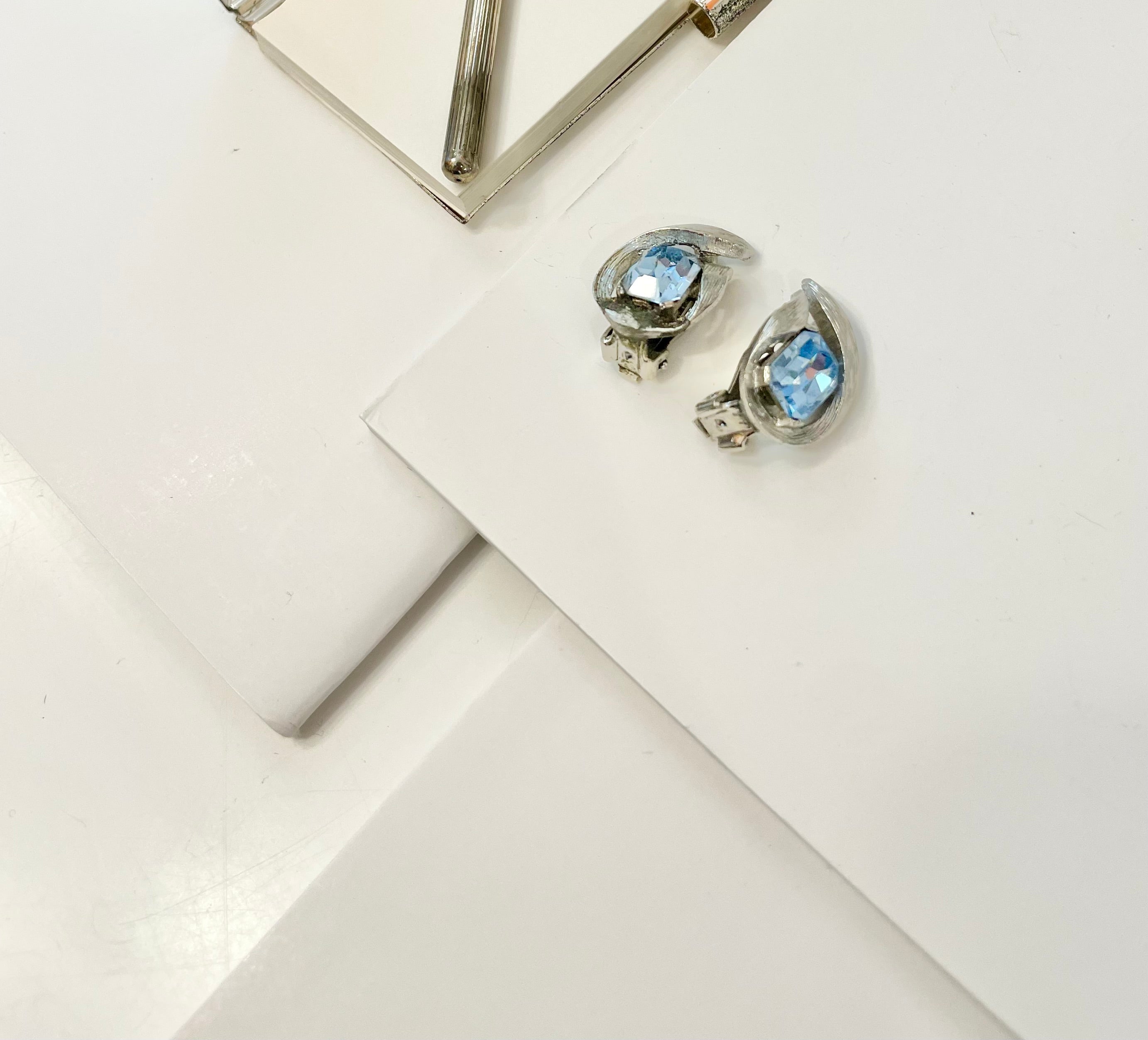 1950's the most darling petite soft blue earrings... truly, madly!