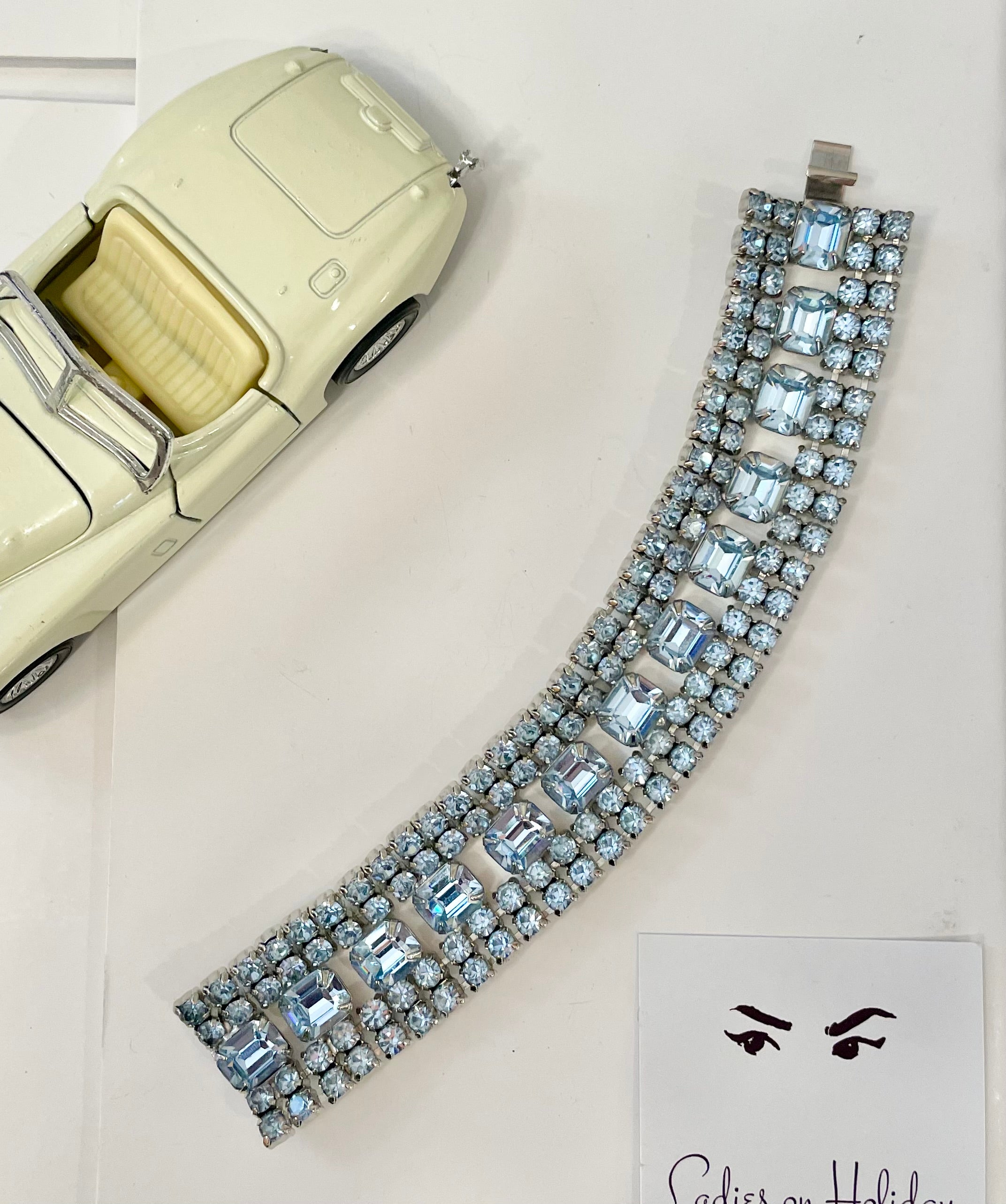 The most elegant emerald cut icy blue tennis bracelet... so elegant