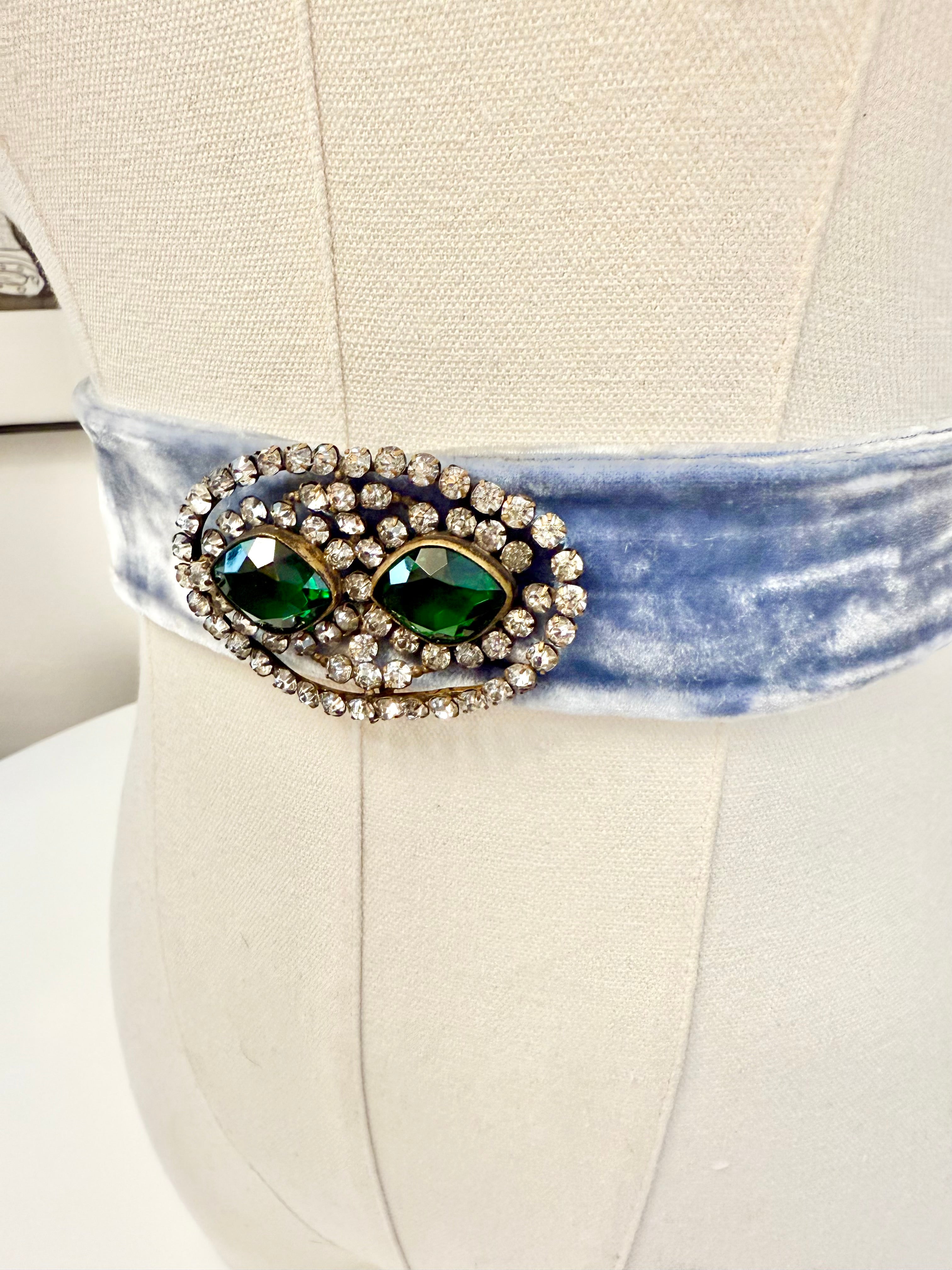 The most extraordinary deco dress belt! Emeralds and velvet.