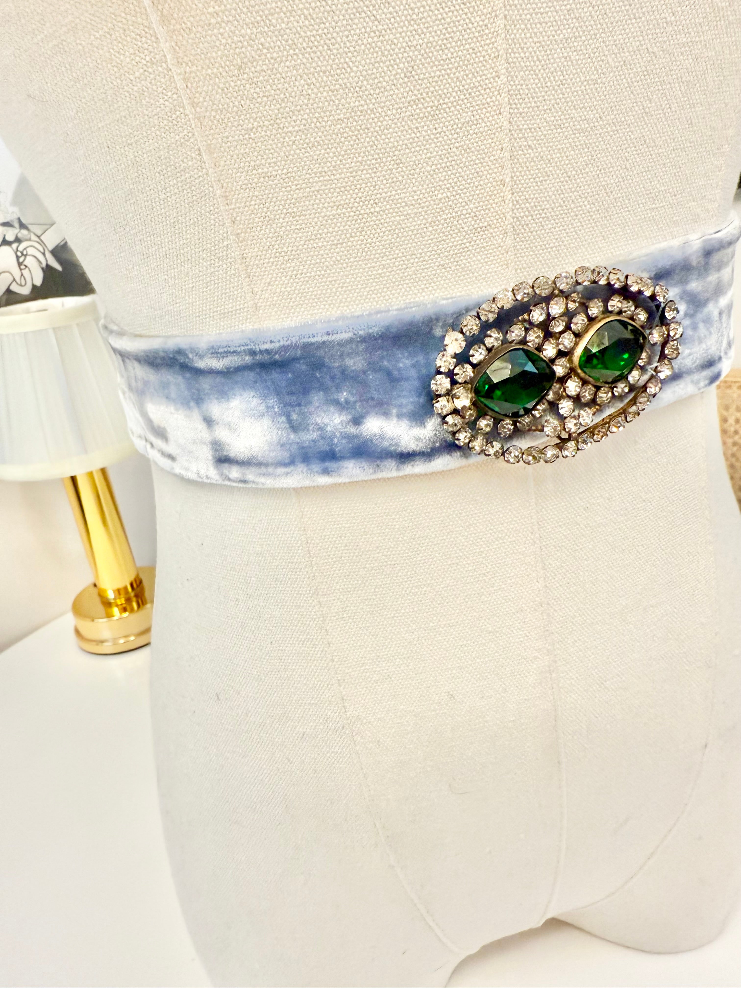 The most extraordinary deco dress belt! Emeralds and velvet.