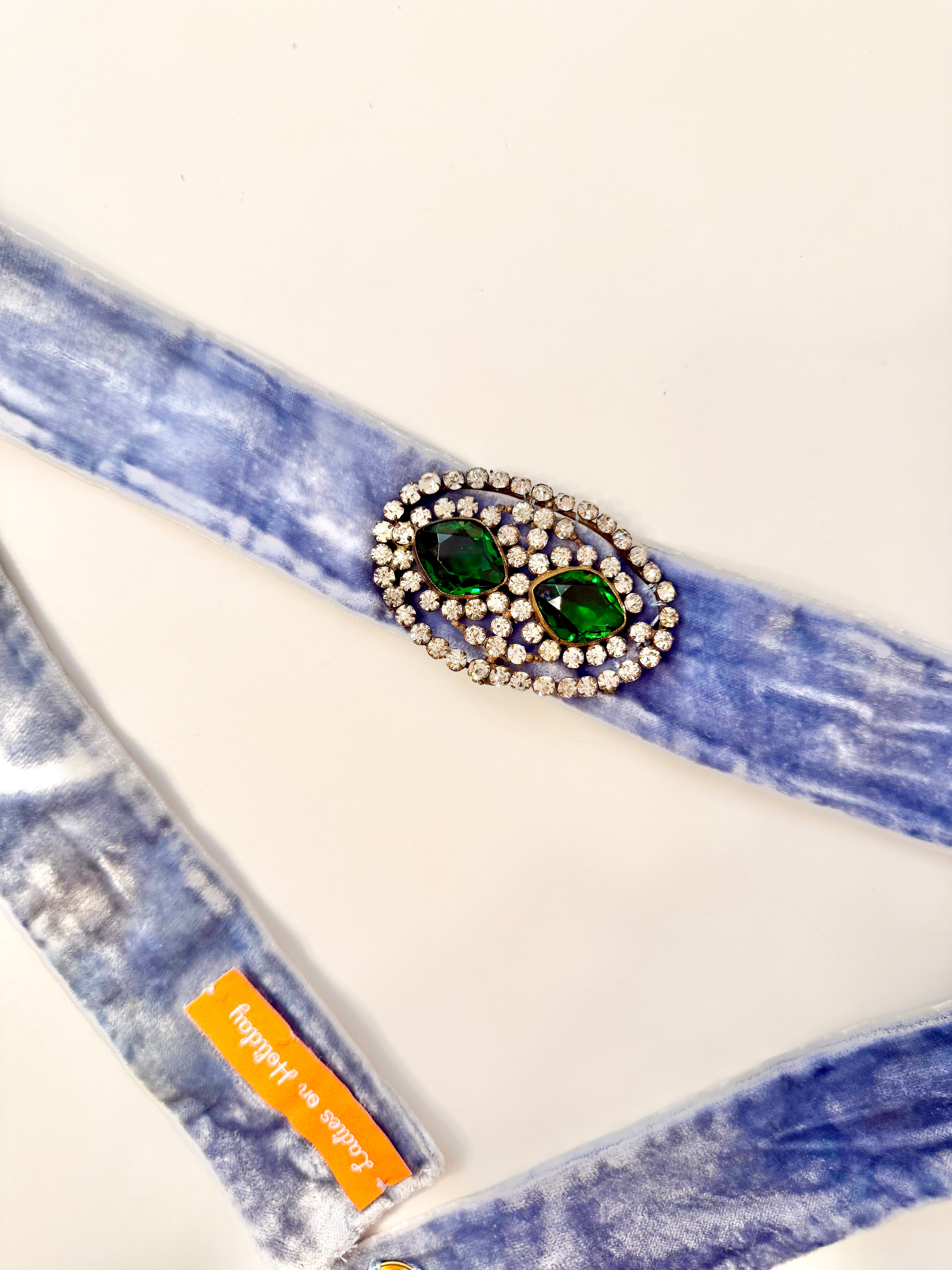 The most extraordinary deco dress belt! Emeralds and velvet.