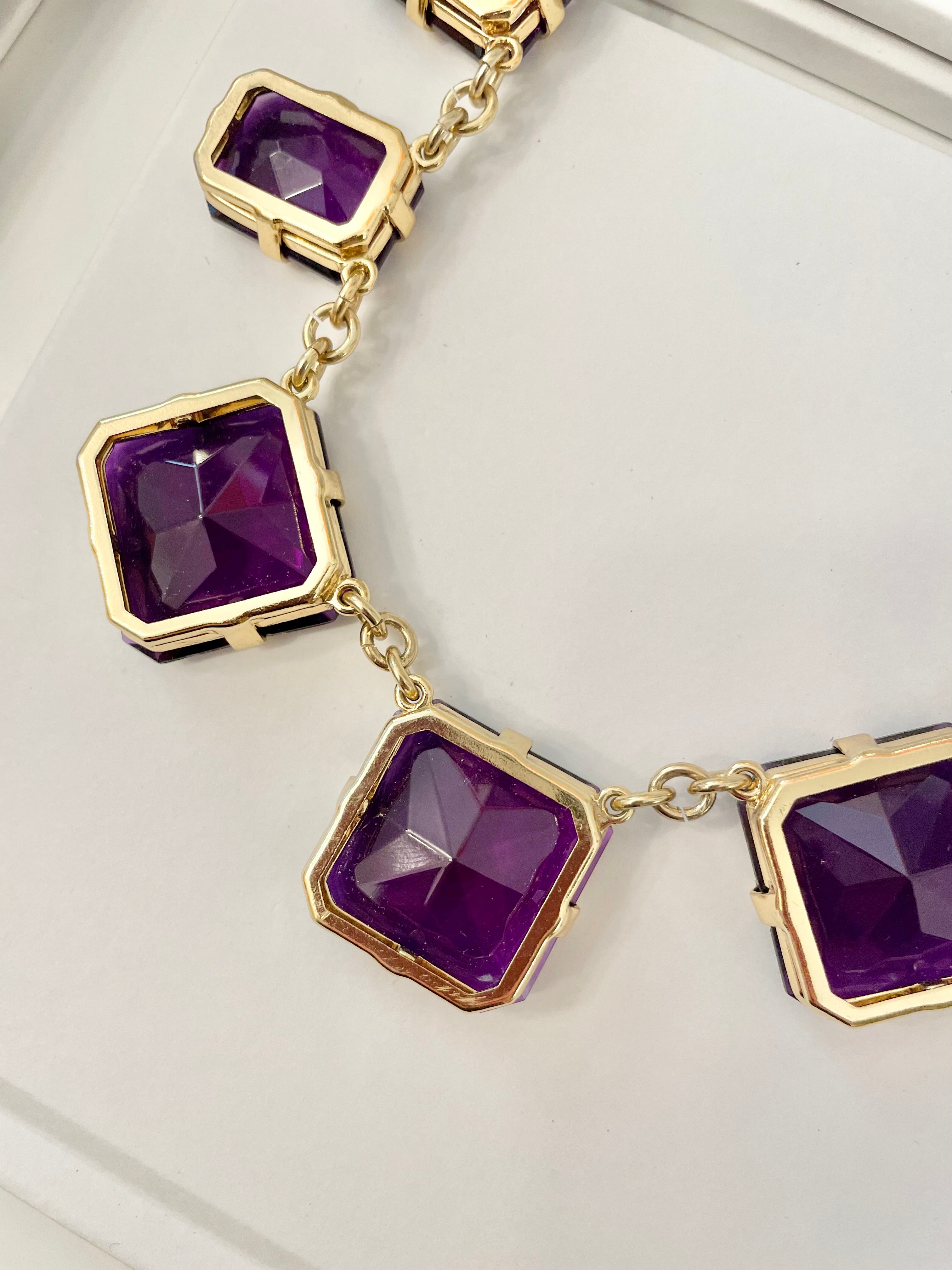 The Happy Hostess and her love affair with color. This stunning deep purple stone statement necklace is truly extraordinary!