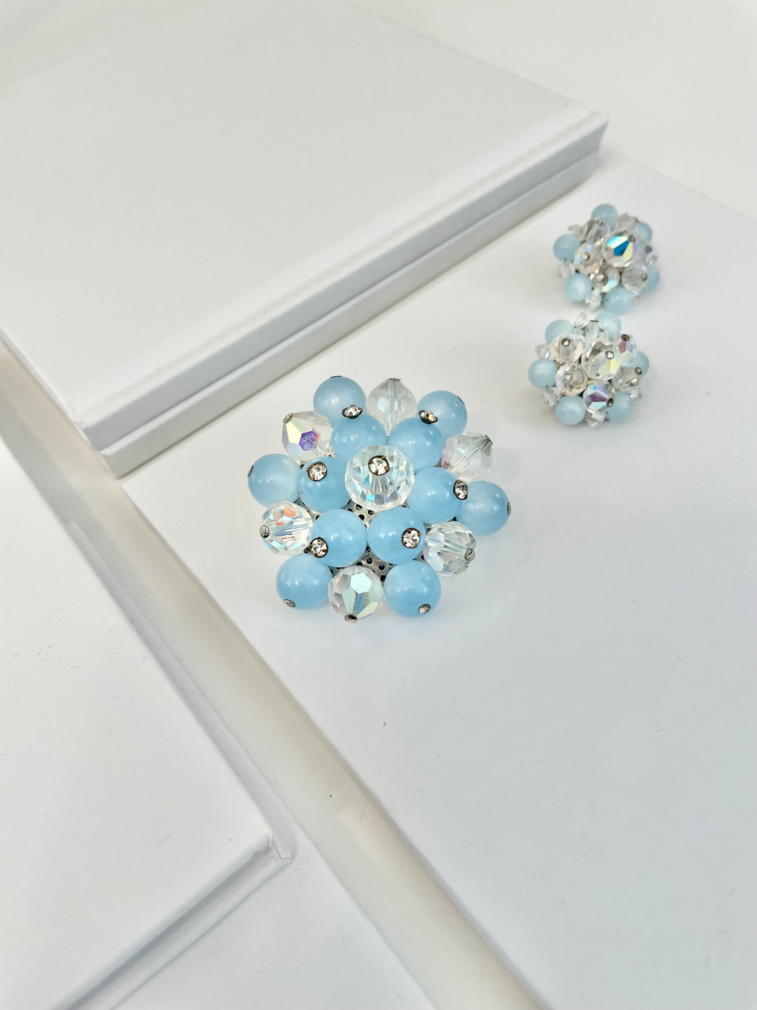 Brooch offers Austrian crystal and matching earrings