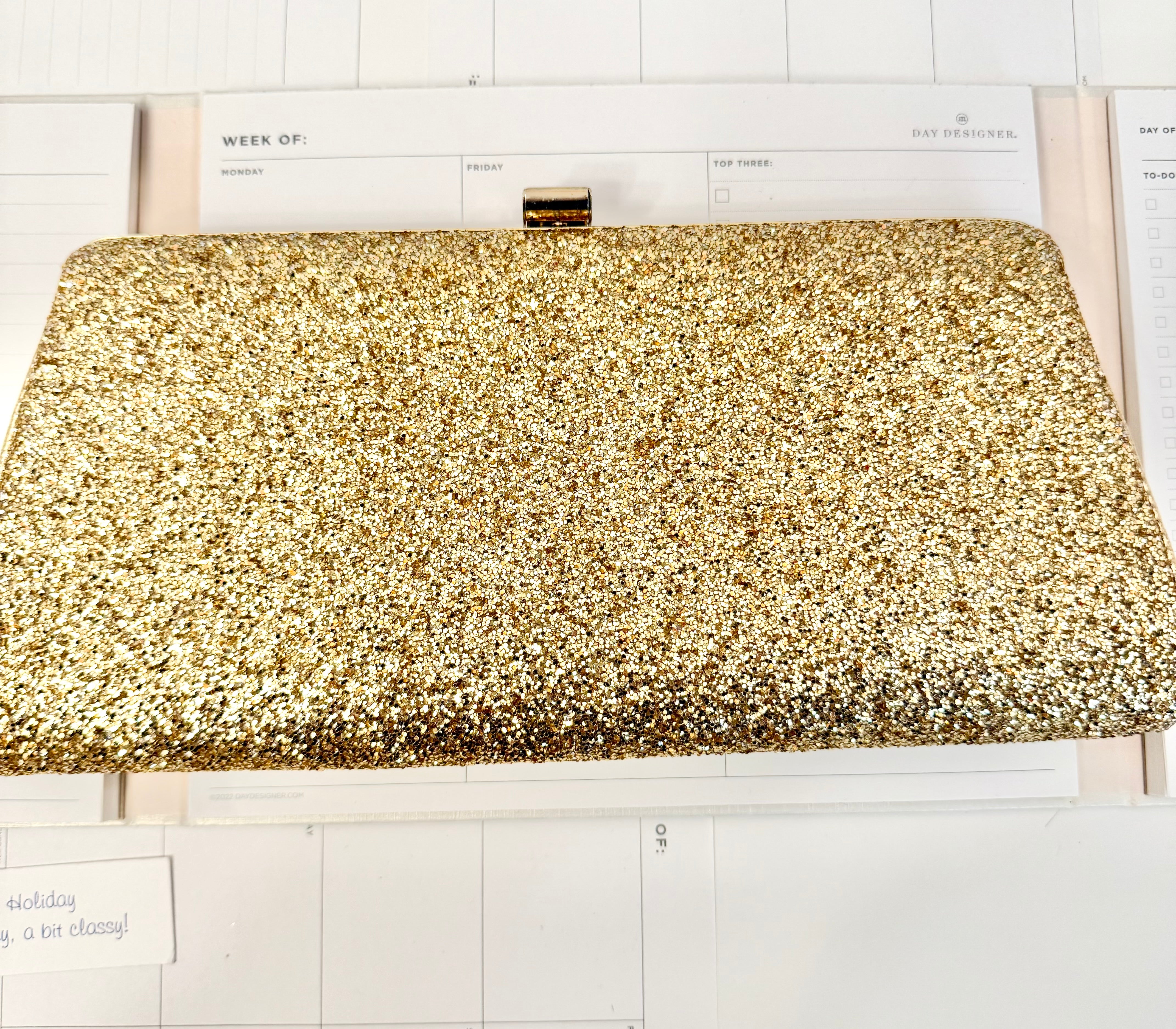 1960's party gal gold glitter clutch bag.... so sassy