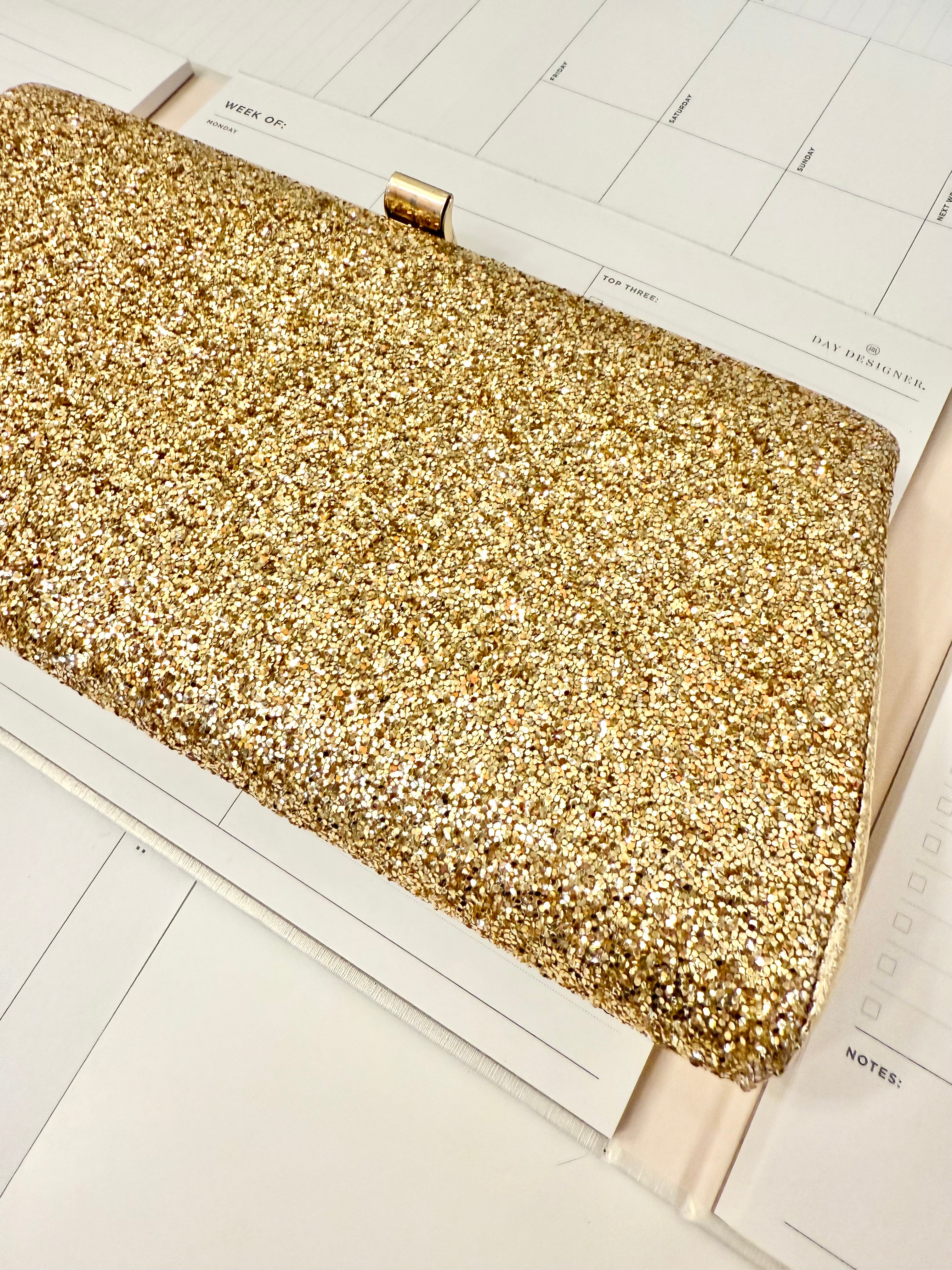 1960's party gal gold glitter clutch bag.... so sassy