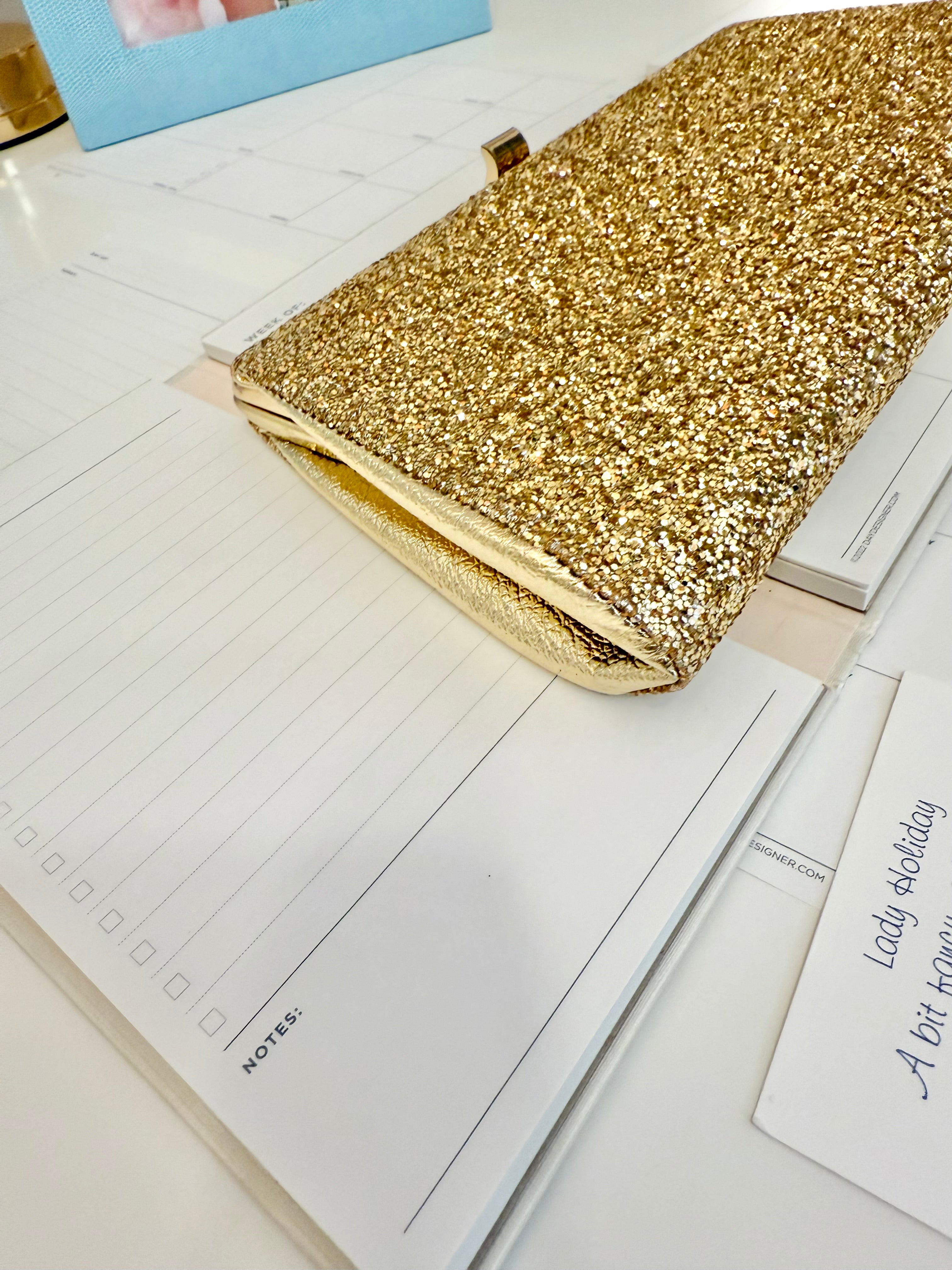 1960's party gal gold glitter clutch bag.... so sassy