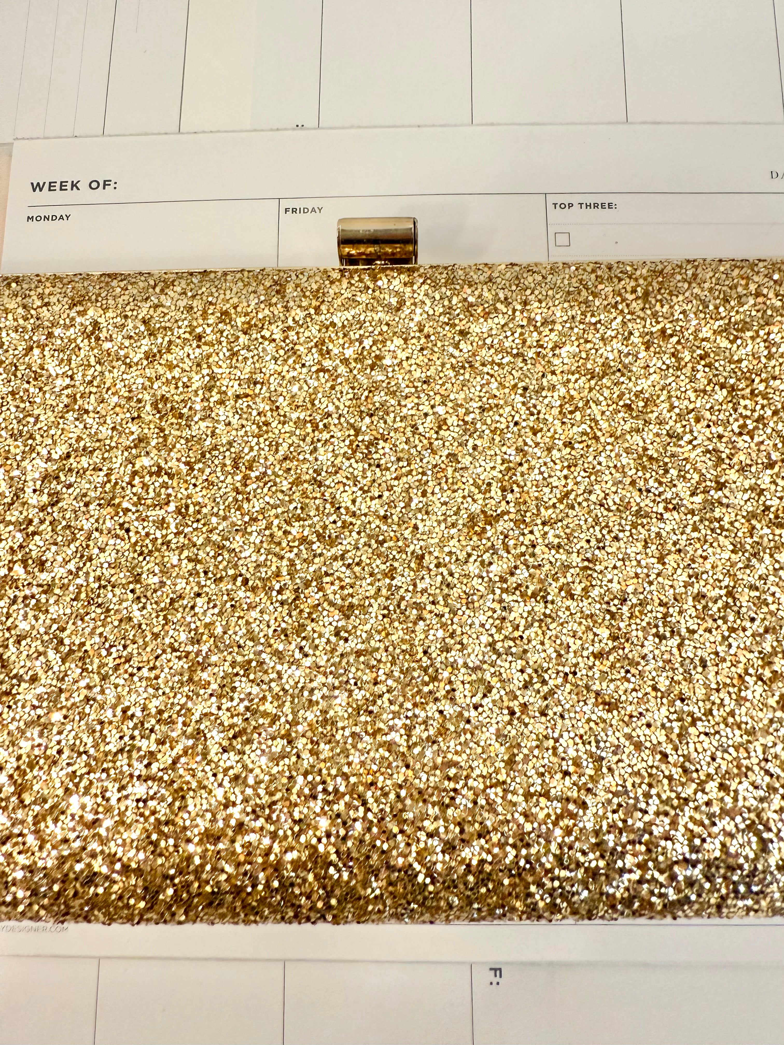 1960's party gal gold glitter clutch bag.... so sassy