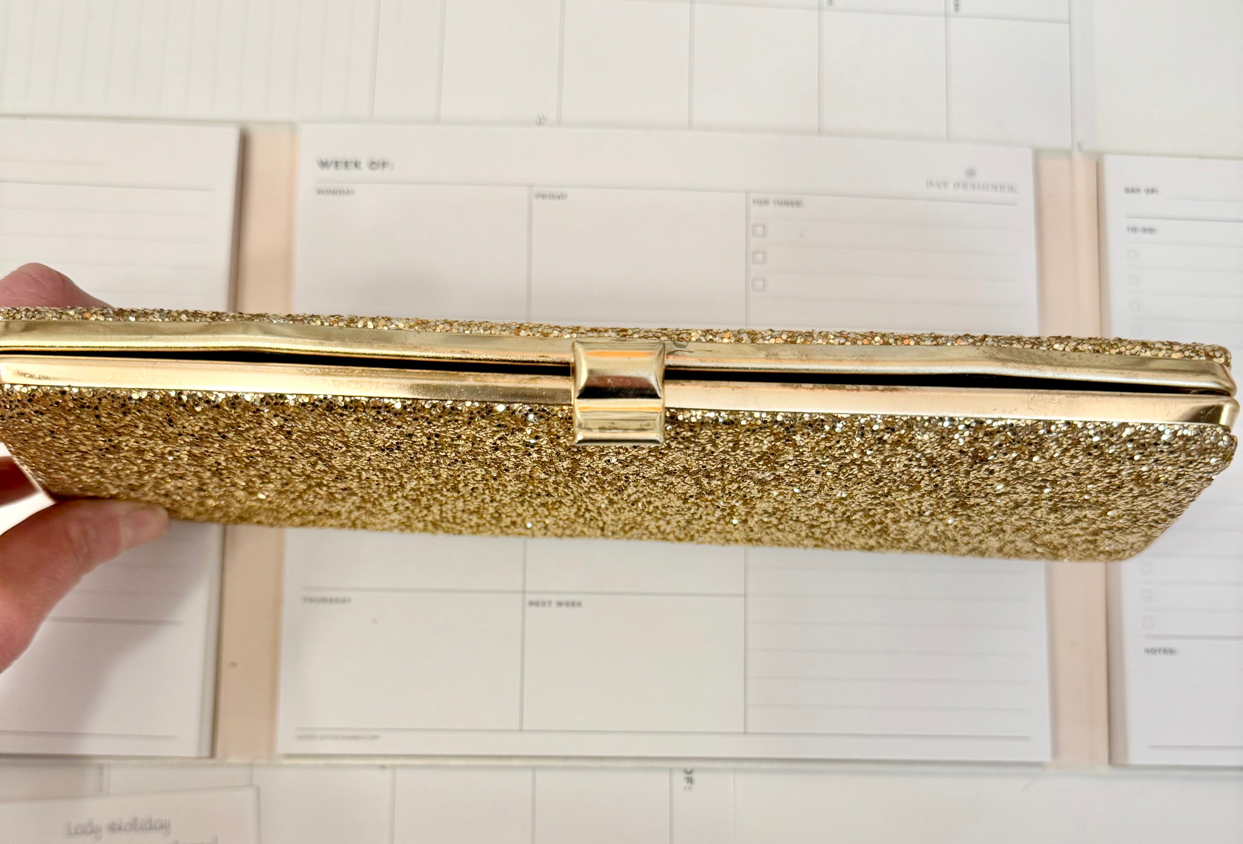 1960's party gal gold glitter clutch bag.... so sassy