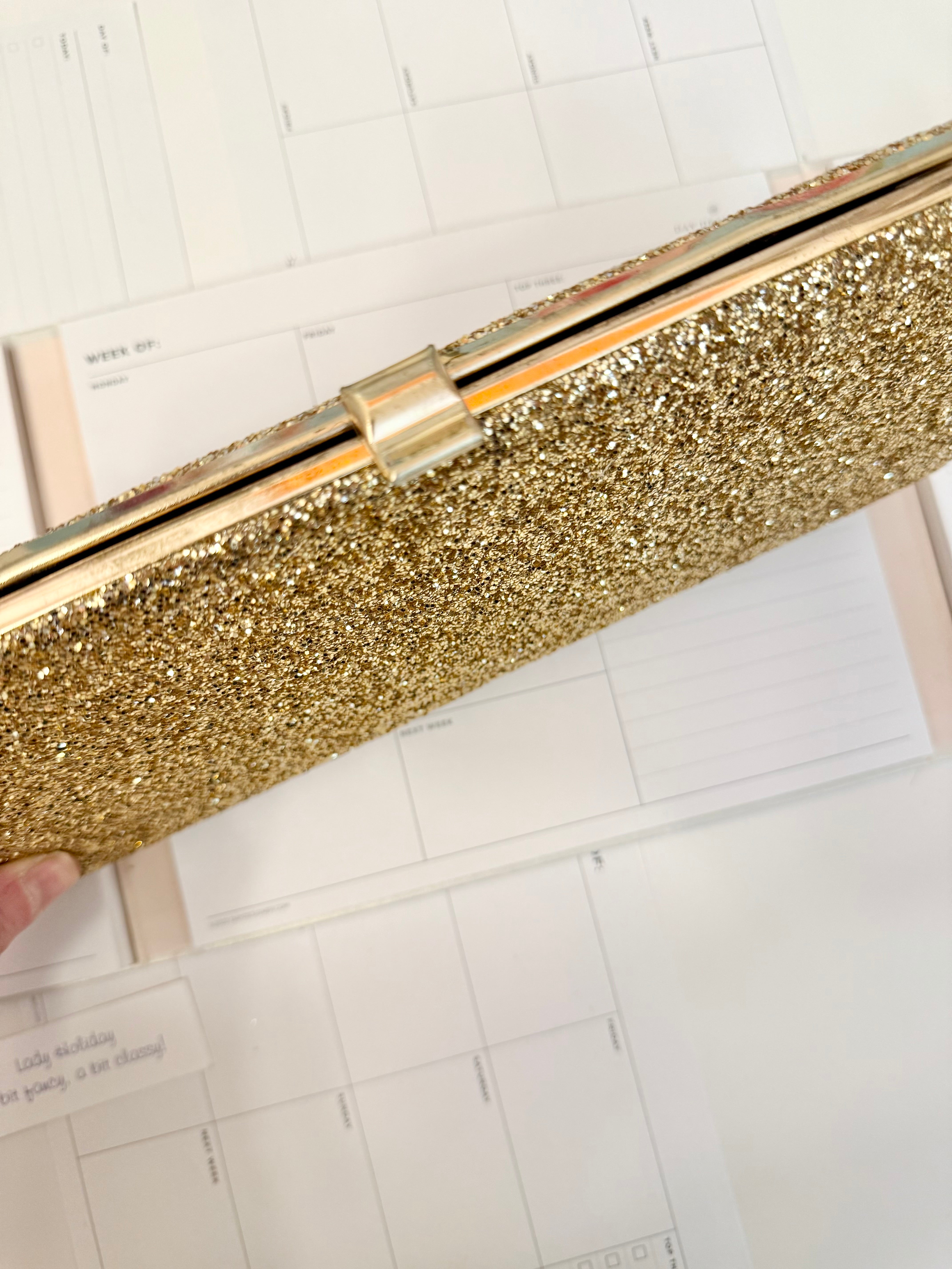 1960's party gal gold glitter clutch bag.... so sassy