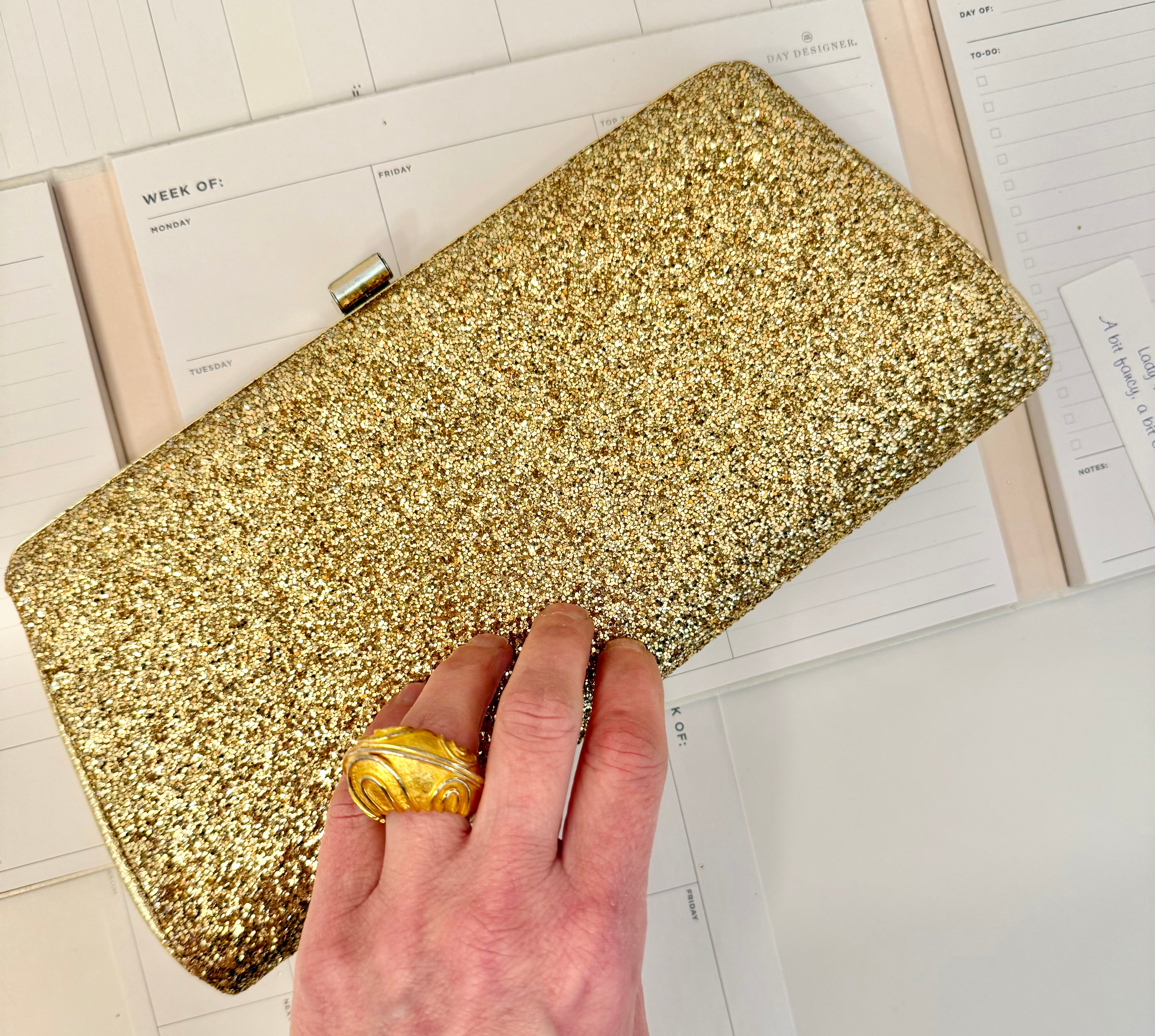 1960's party gal gold glitter clutch bag.... so sassy