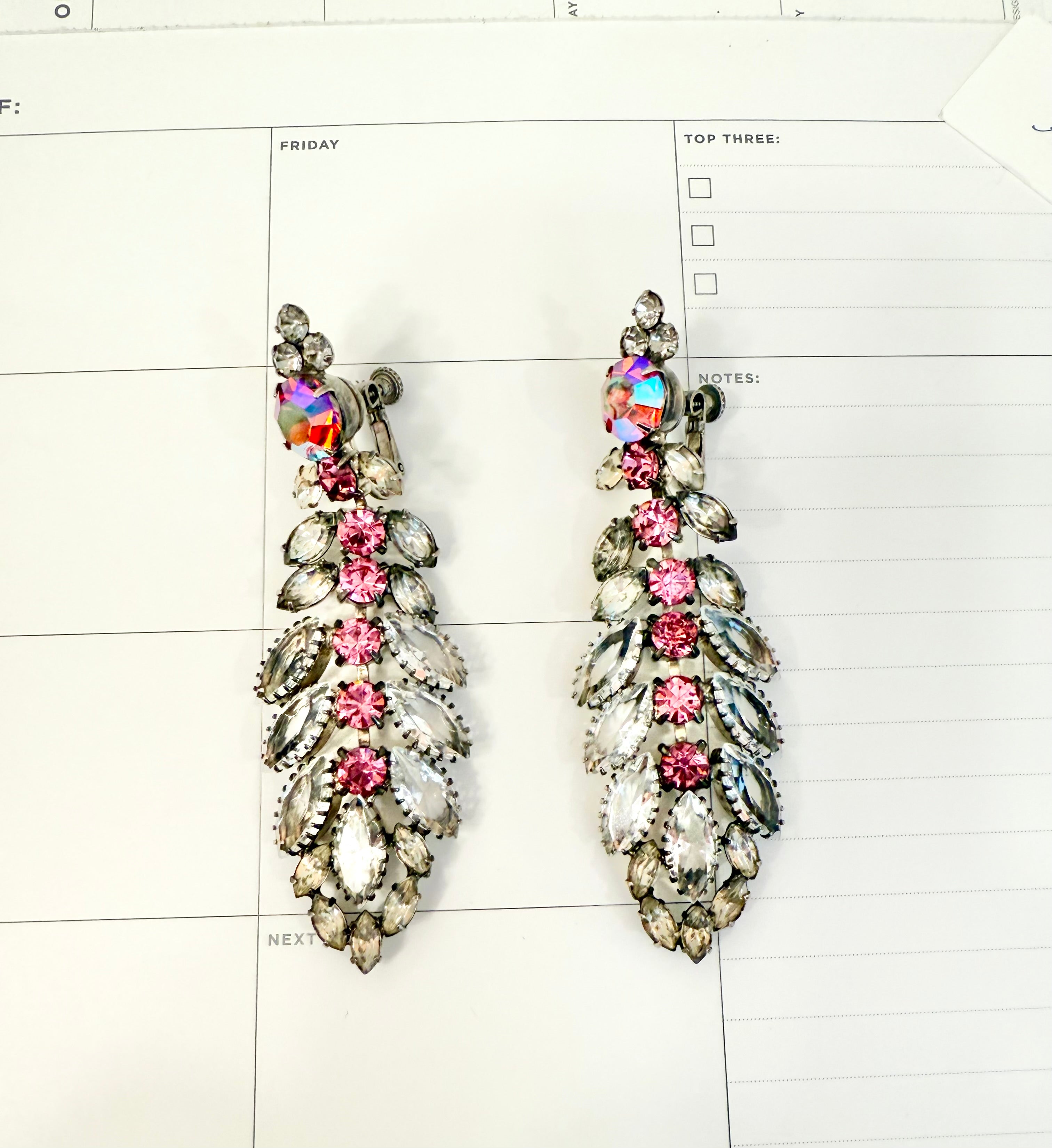 The most divine show stopper gray and pink glass danglers.... so elegant