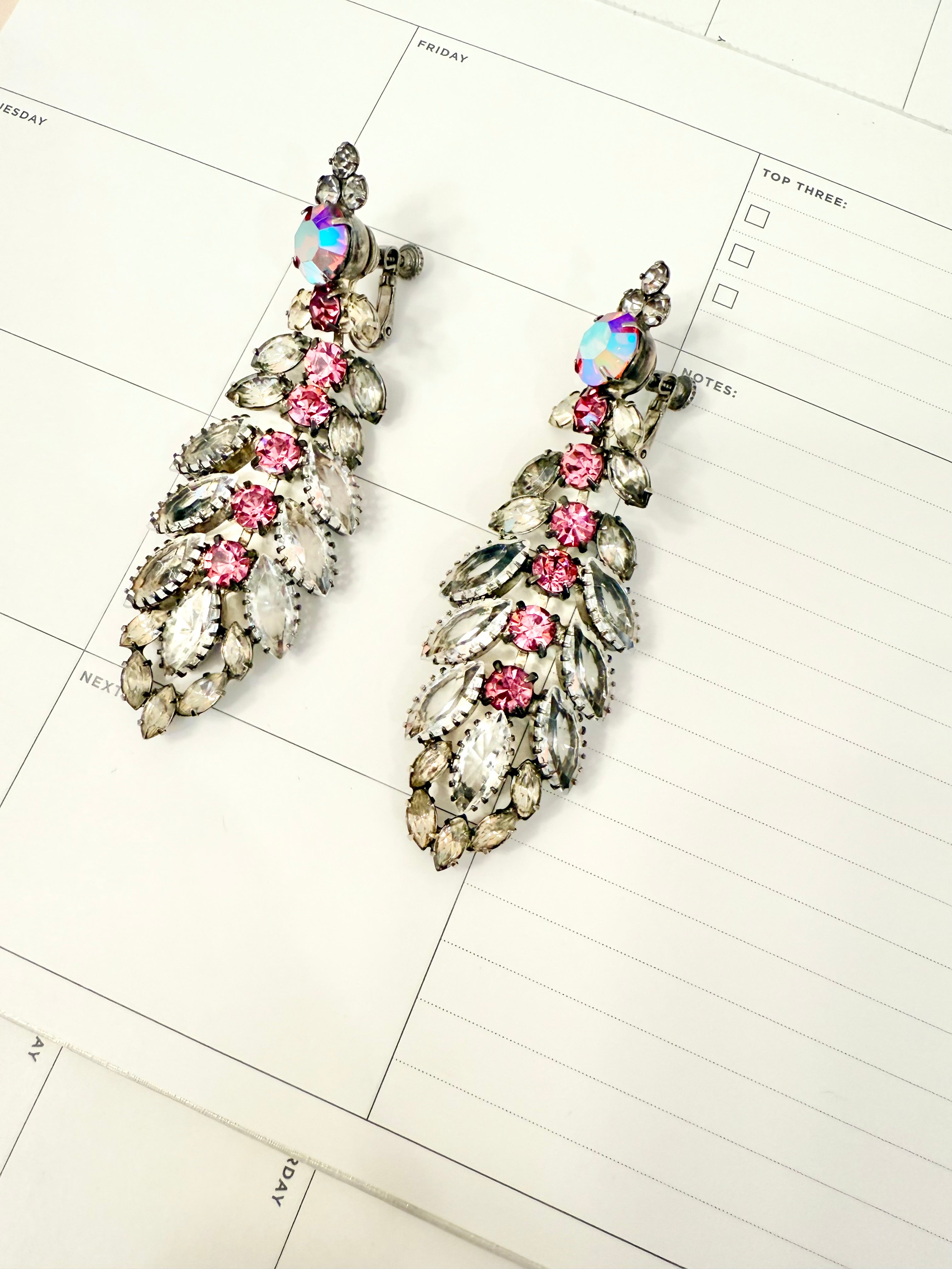 The most divine show stopper gray and pink glass danglers.... so elegant