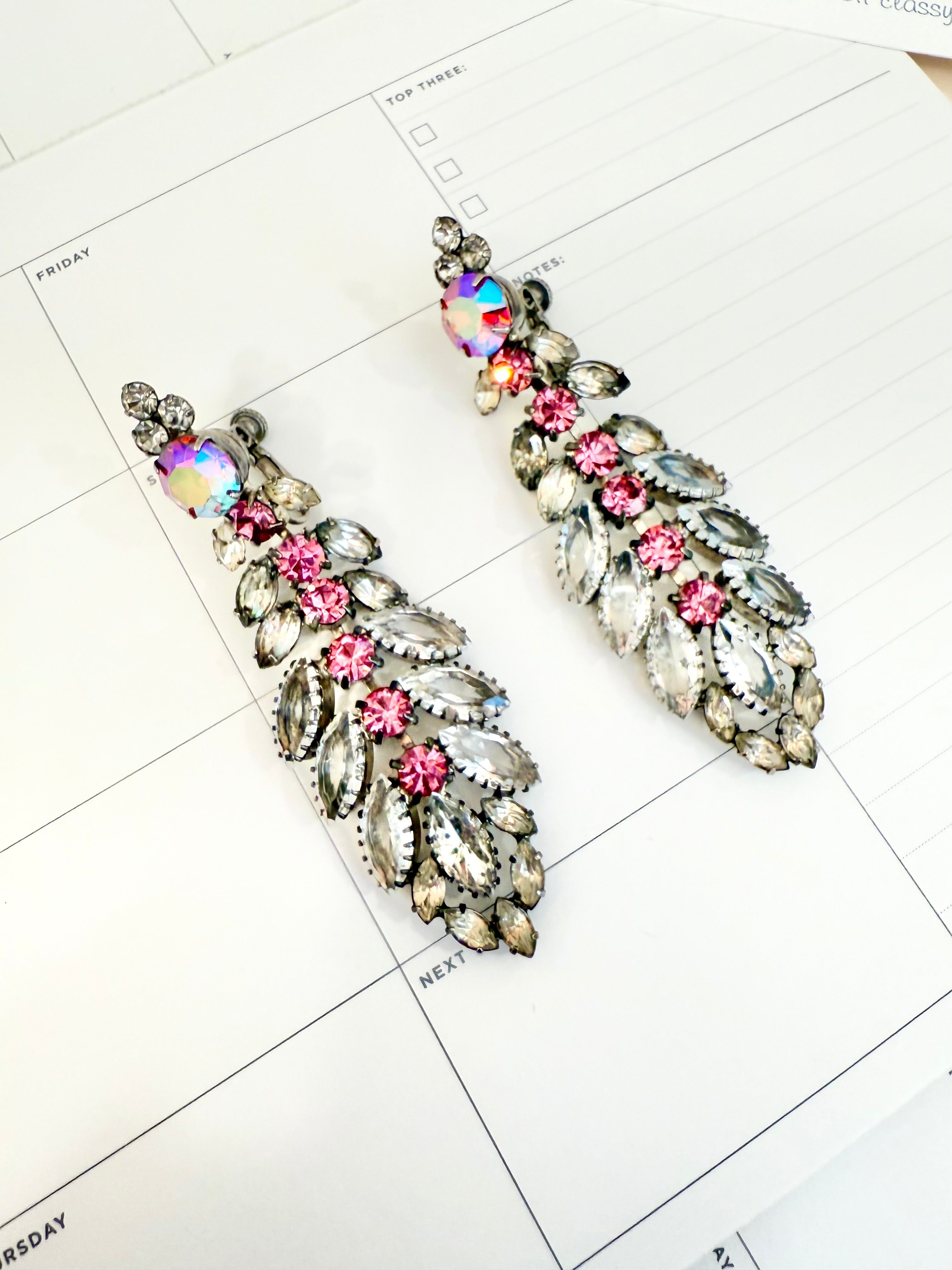 The most divine show stopper gray and pink glass danglers.... so elegant