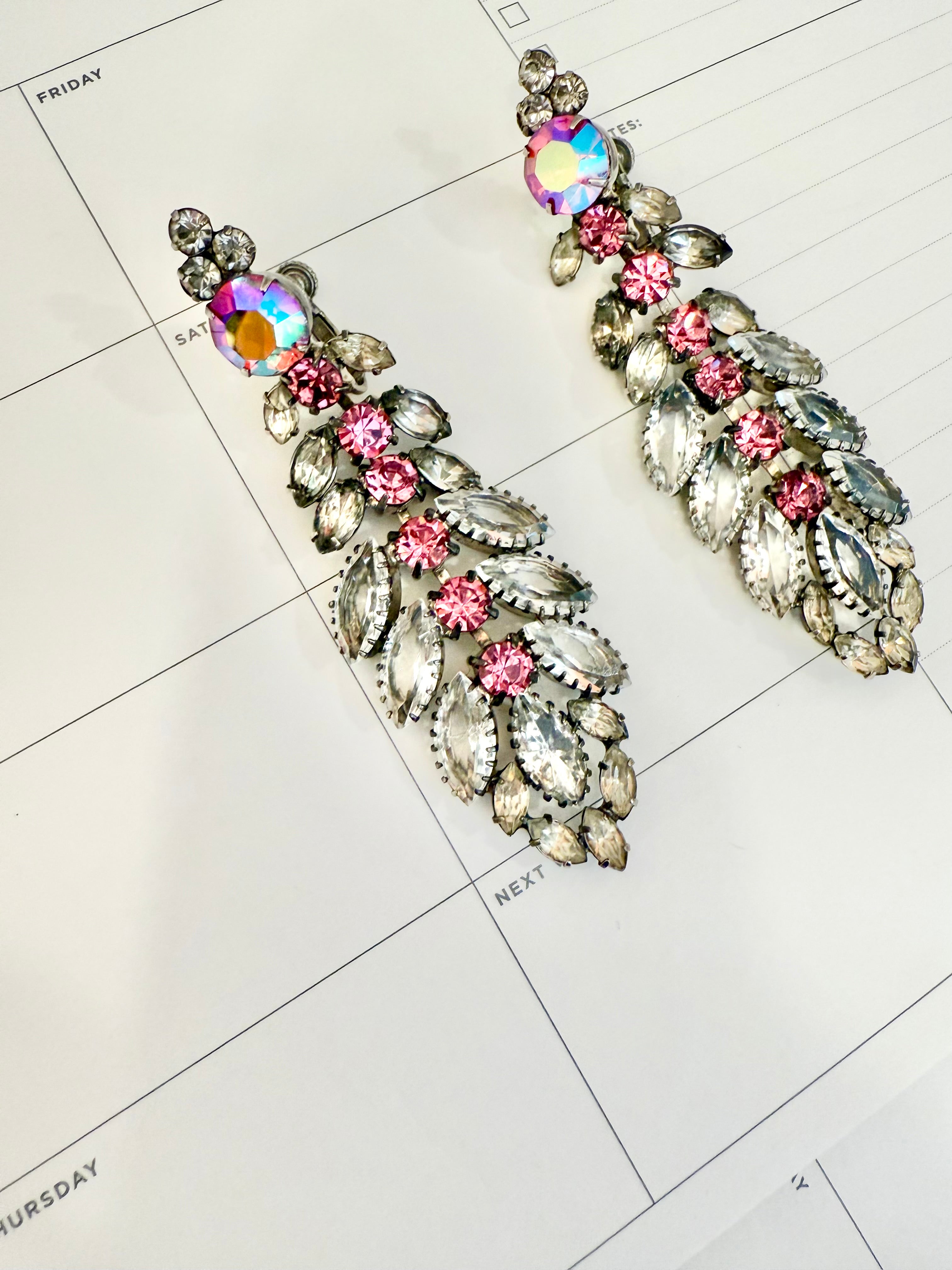 The most divine show stopper gray and pink glass danglers.... so elegant