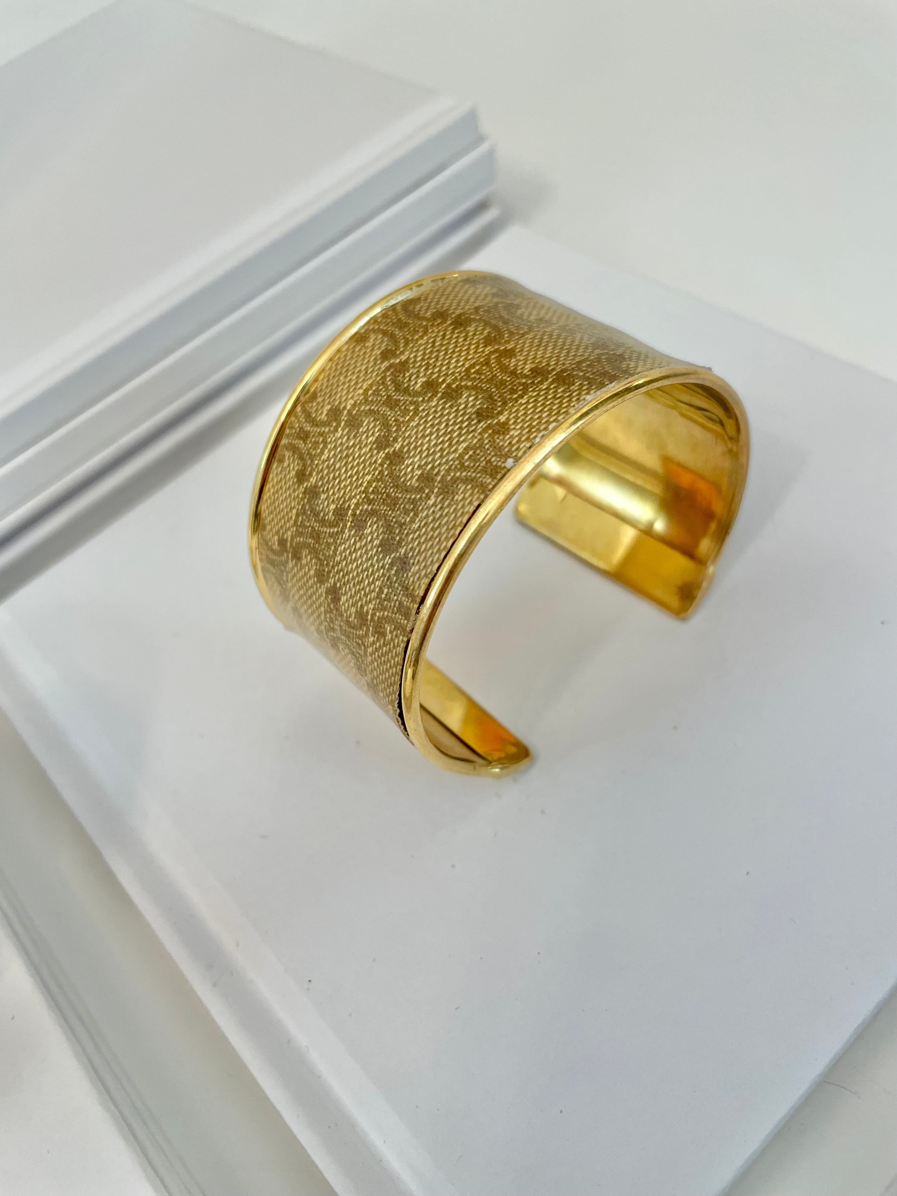 So classic...one of a kind Celine fabric cuff bracelet. So classy!