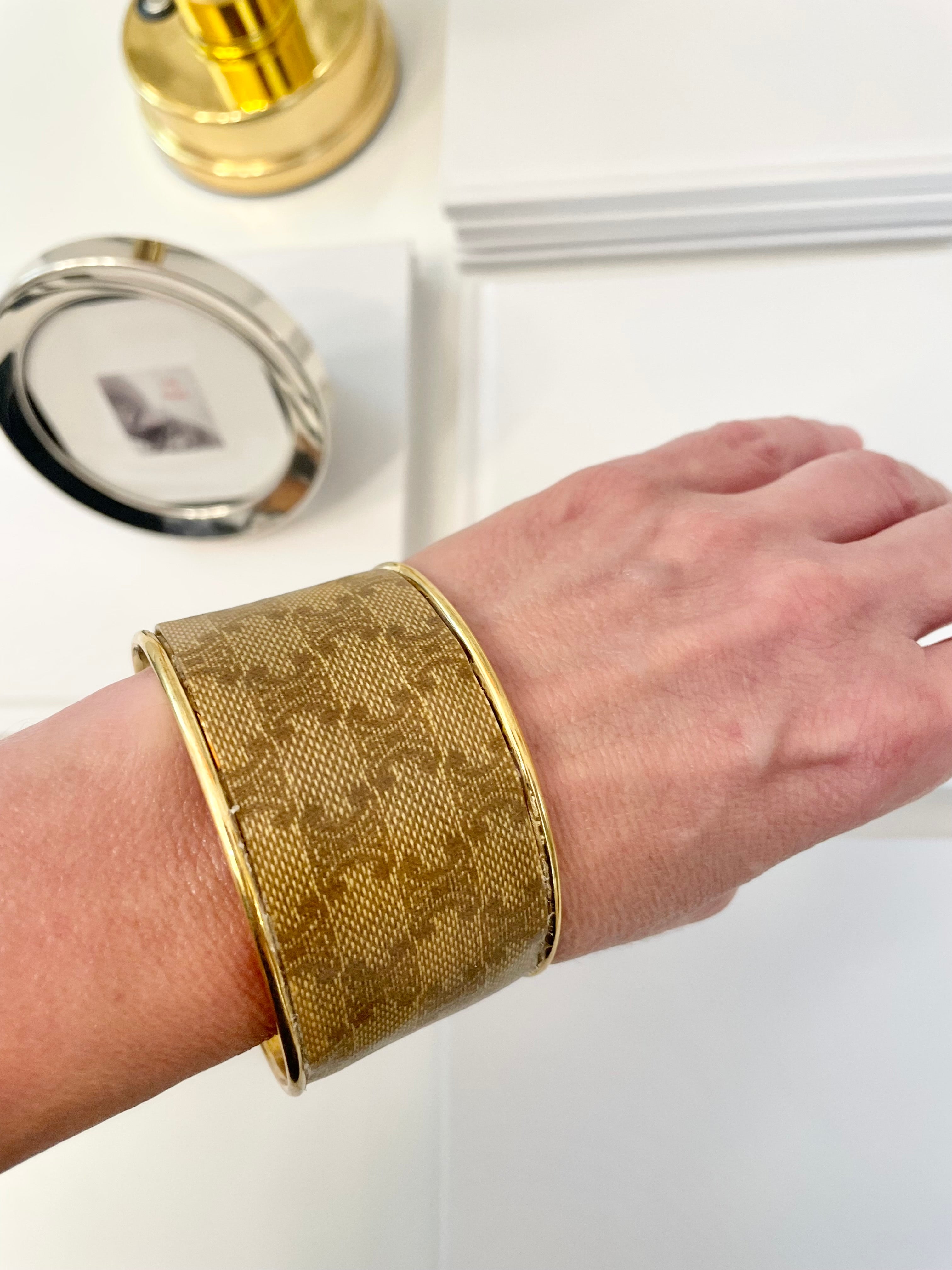 So classic...one of a kind Celine fabric cuff bracelet. So classy!