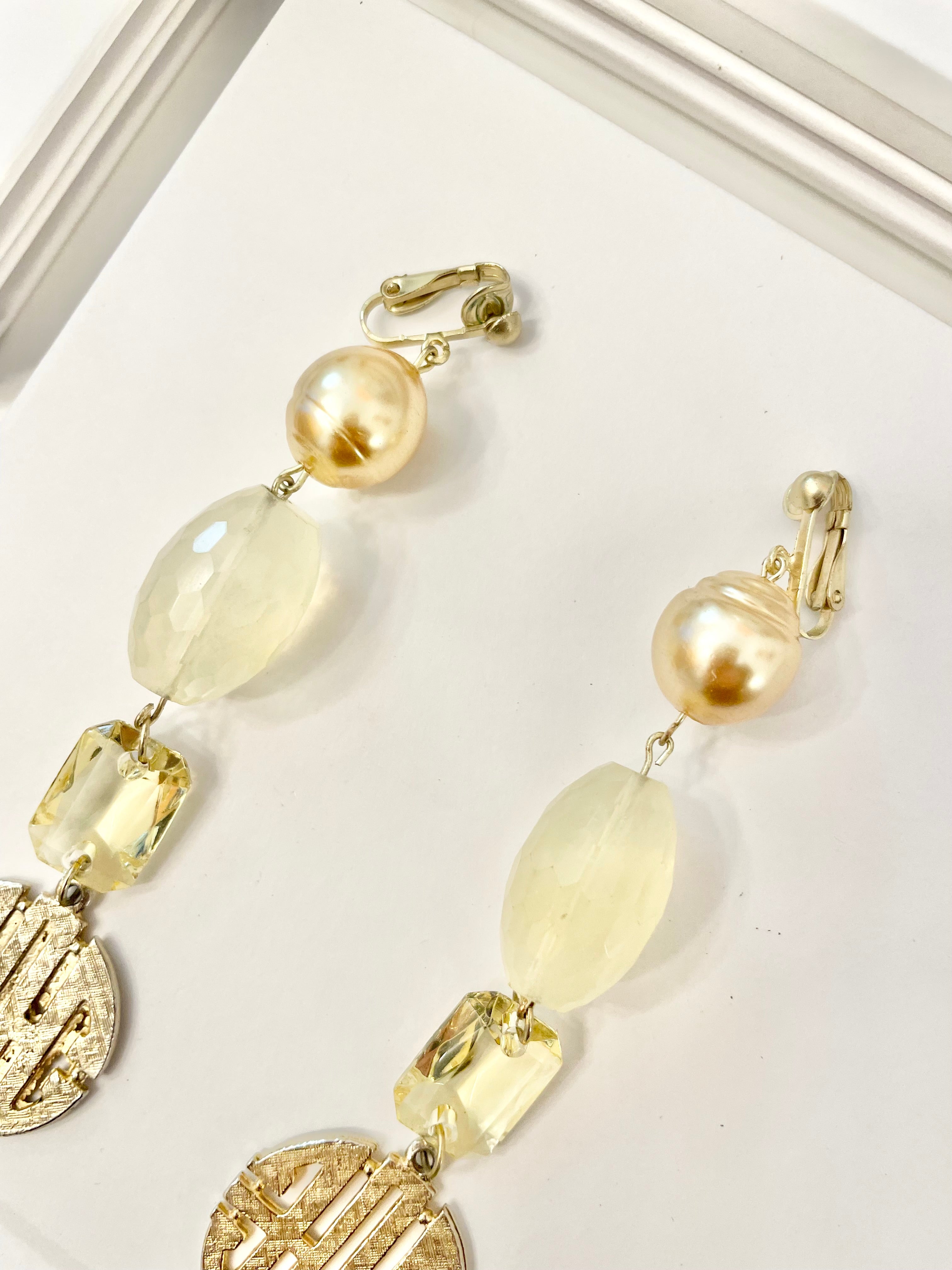 Vintage showstopper earrings... so divine! Lemon and pearls..Oh my