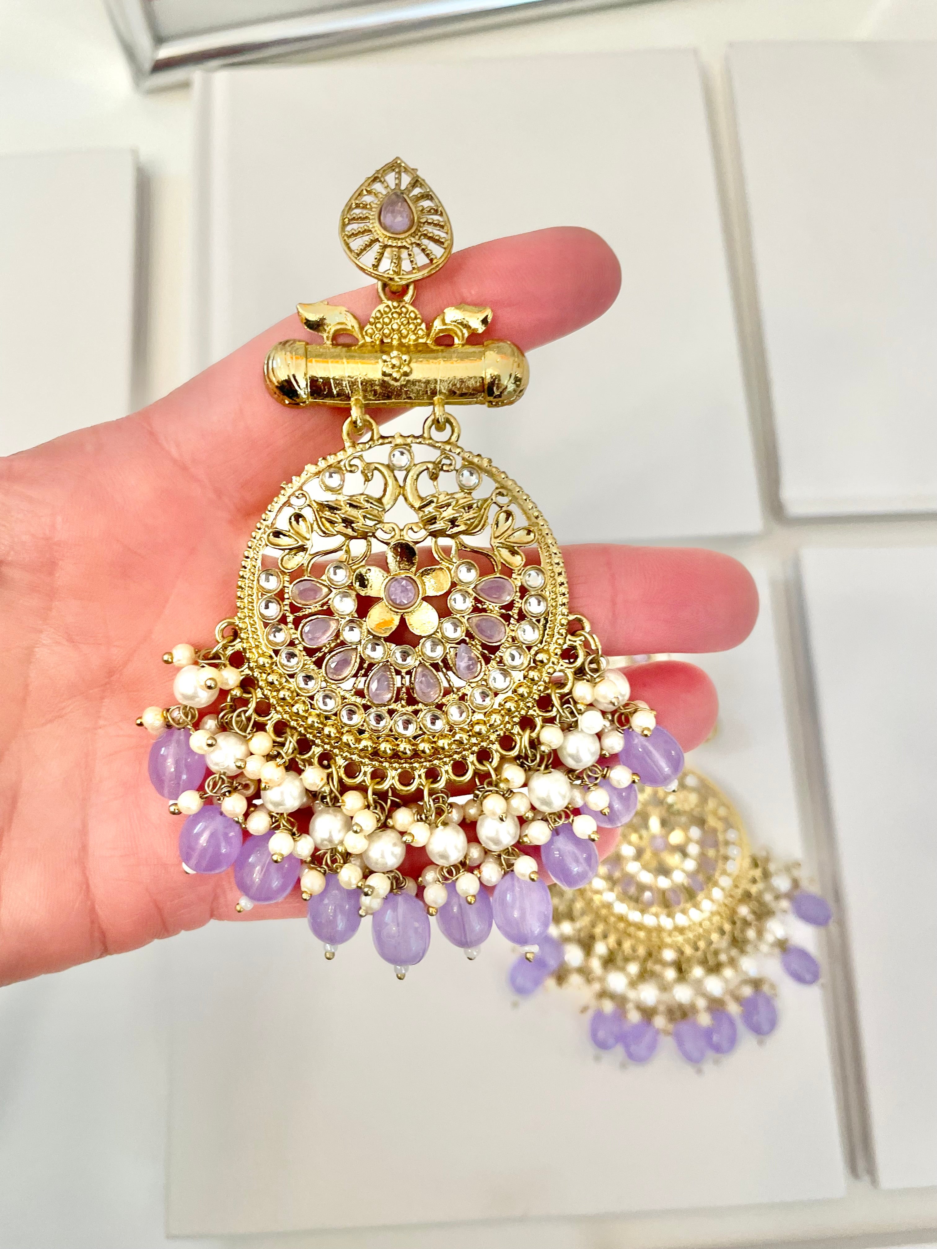 The most beautiful soft purple glass statement earrings....so feminine