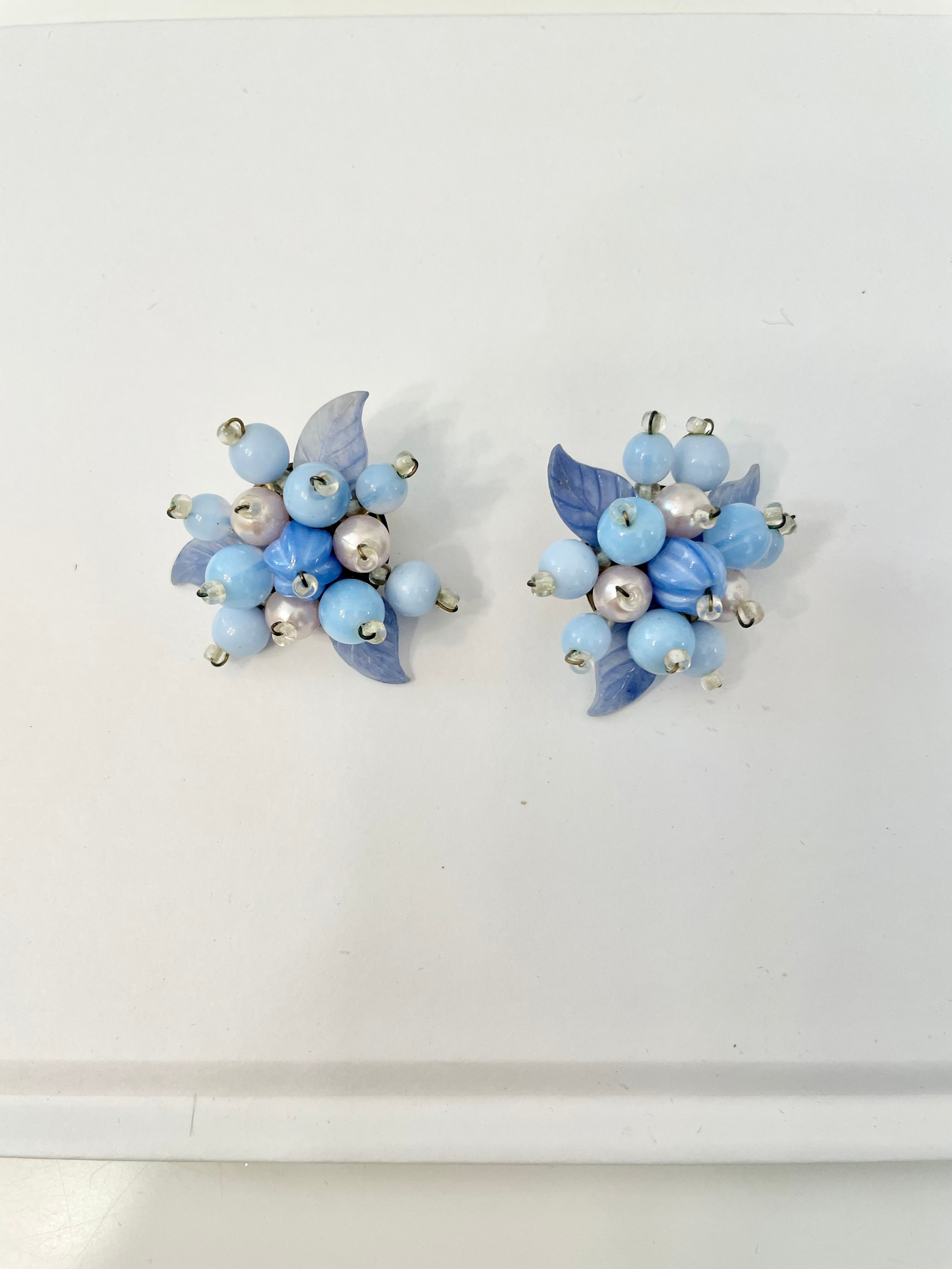 Truly divine 1960's colorful blue glass earrings... so elegant!