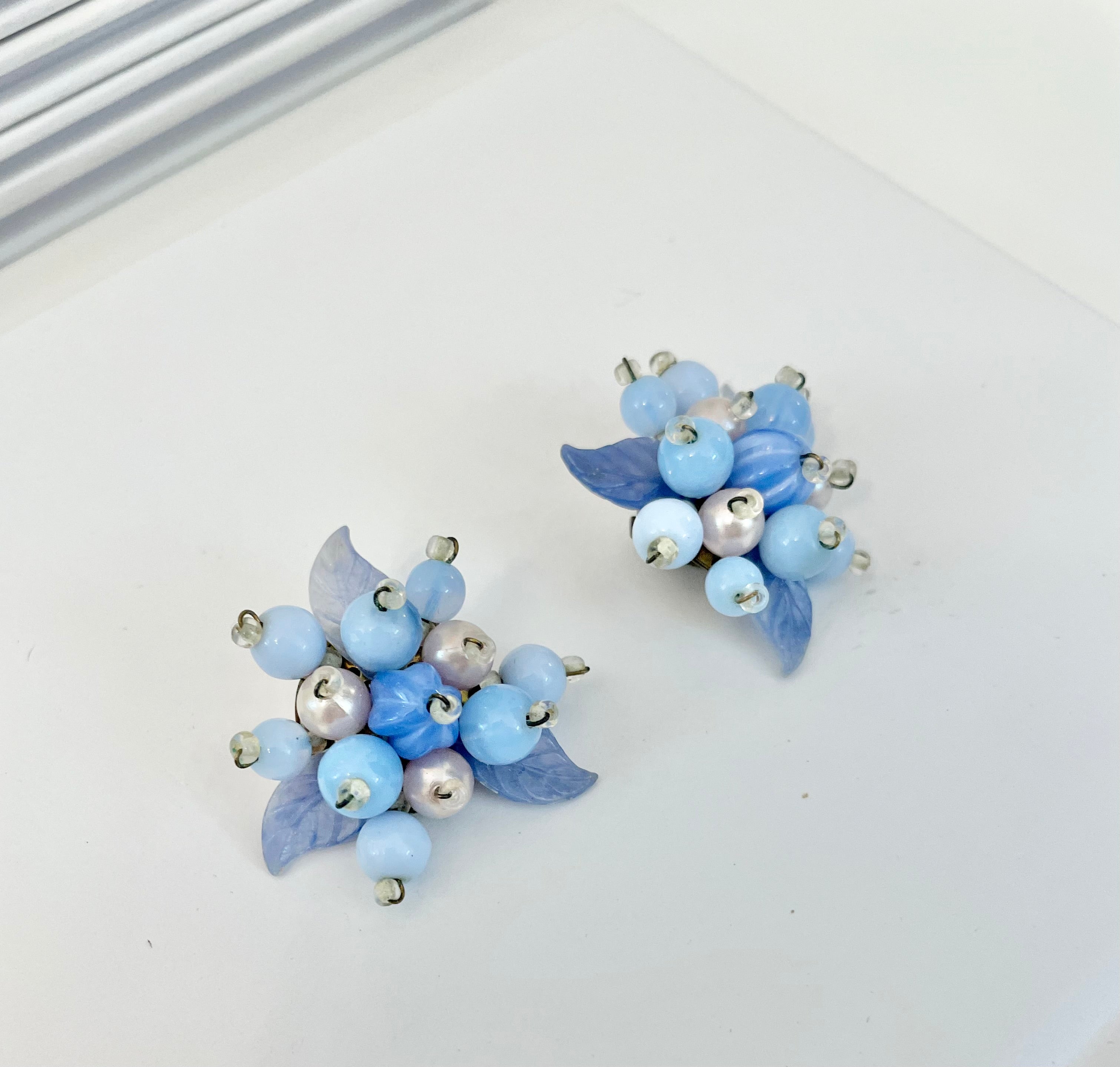 Truly divine 1960's colorful blue glass earrings... so elegant!