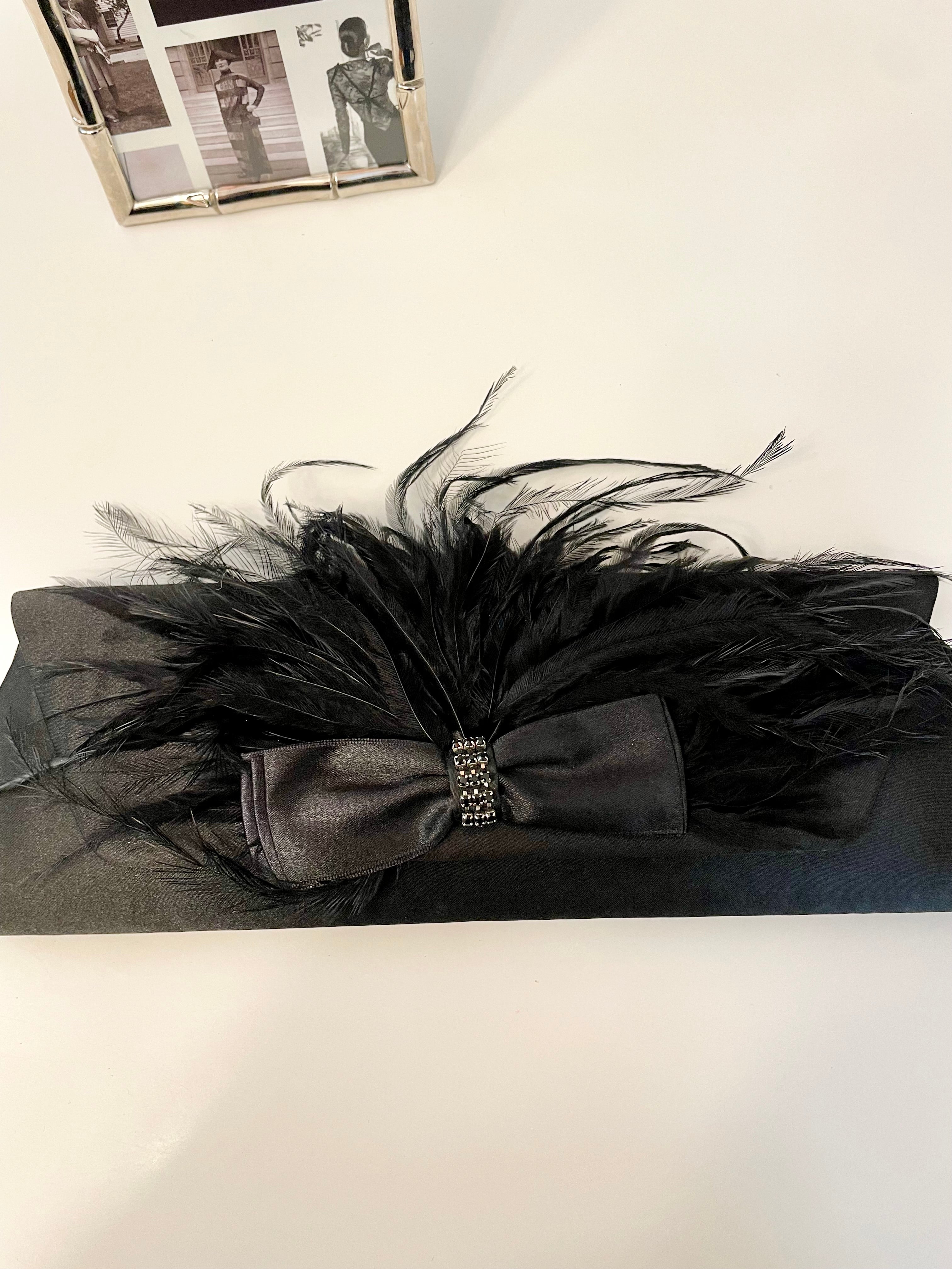 The most lovely noir bow bag with a dusting of feathers....