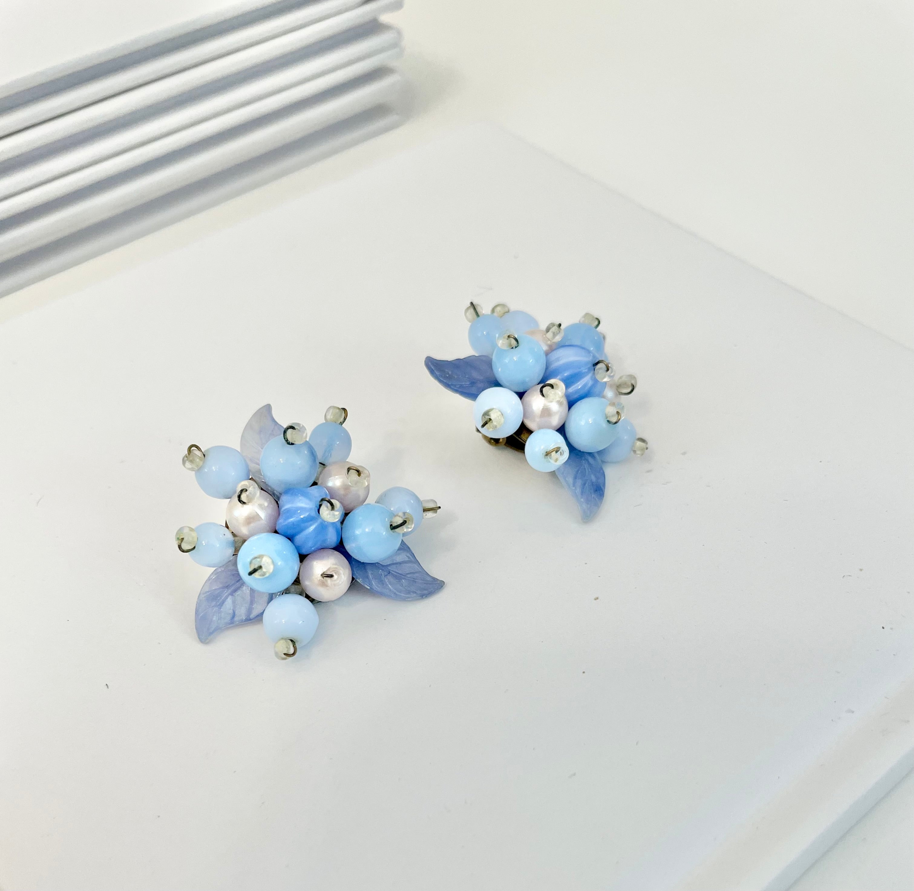 Truly divine 1960's colorful blue glass earrings... so elegant!