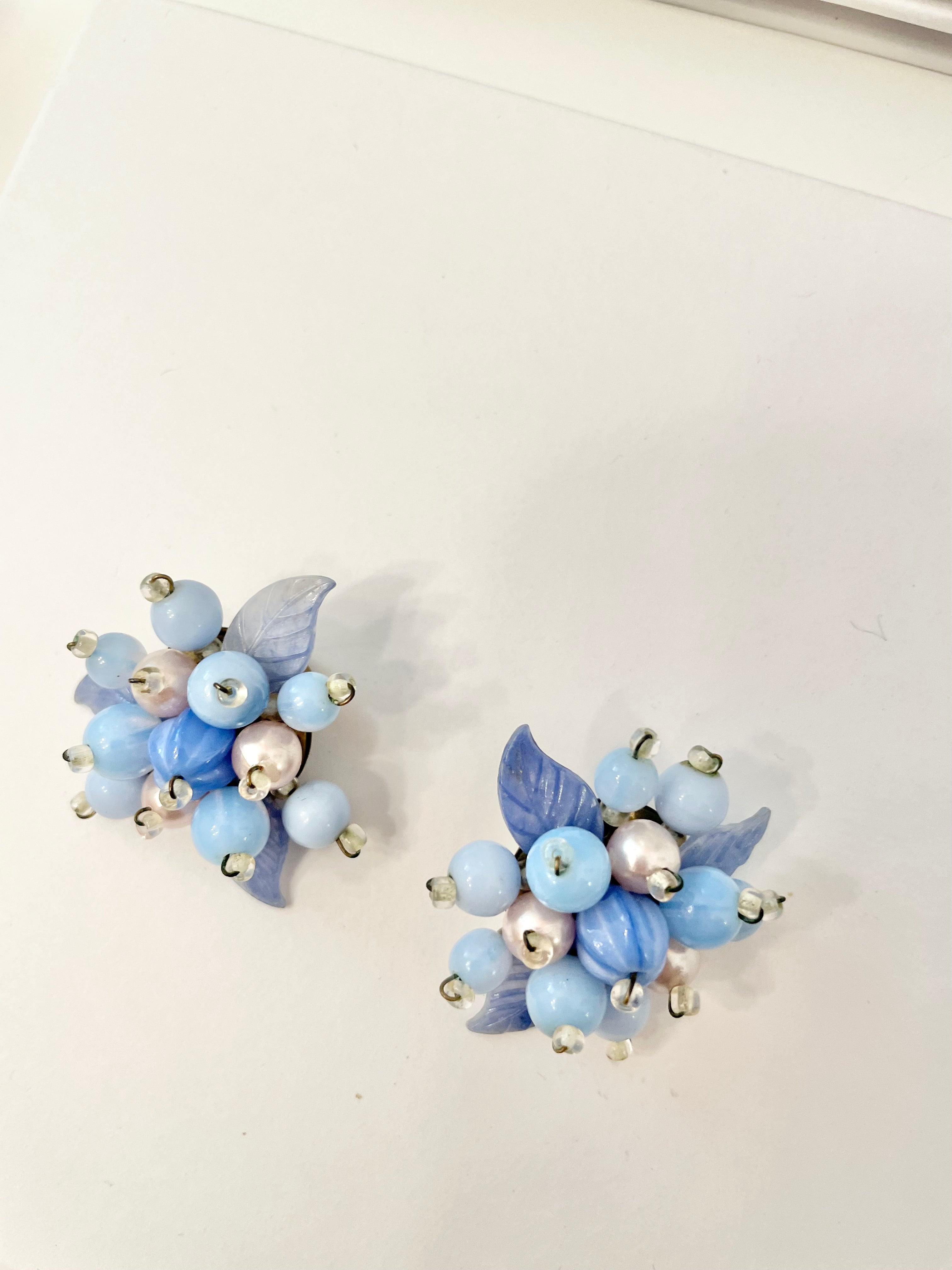 Truly divine 1960's colorful blue glass earrings... so elegant!