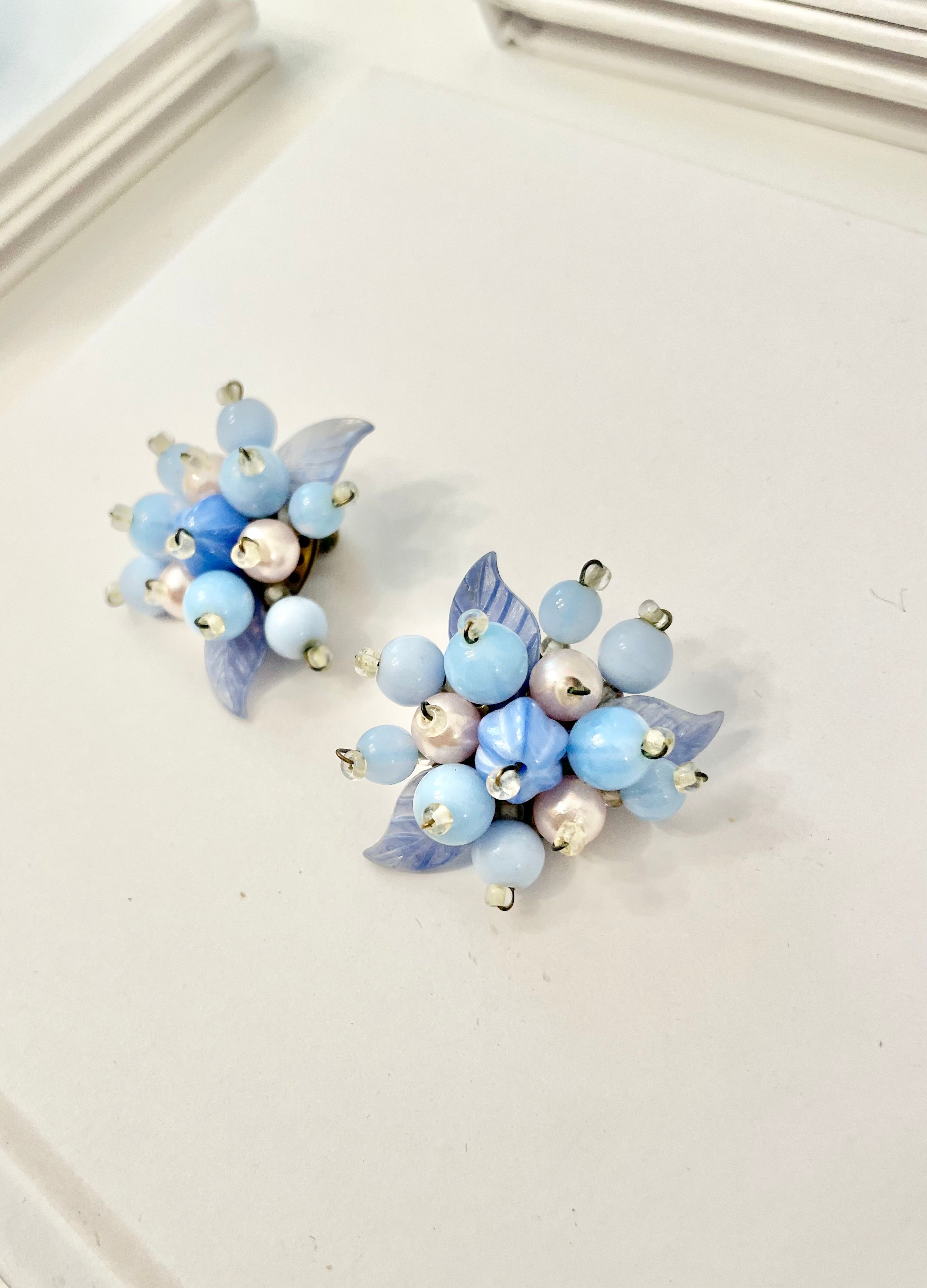 Truly divine 1960's colorful blue glass earrings... so elegant!