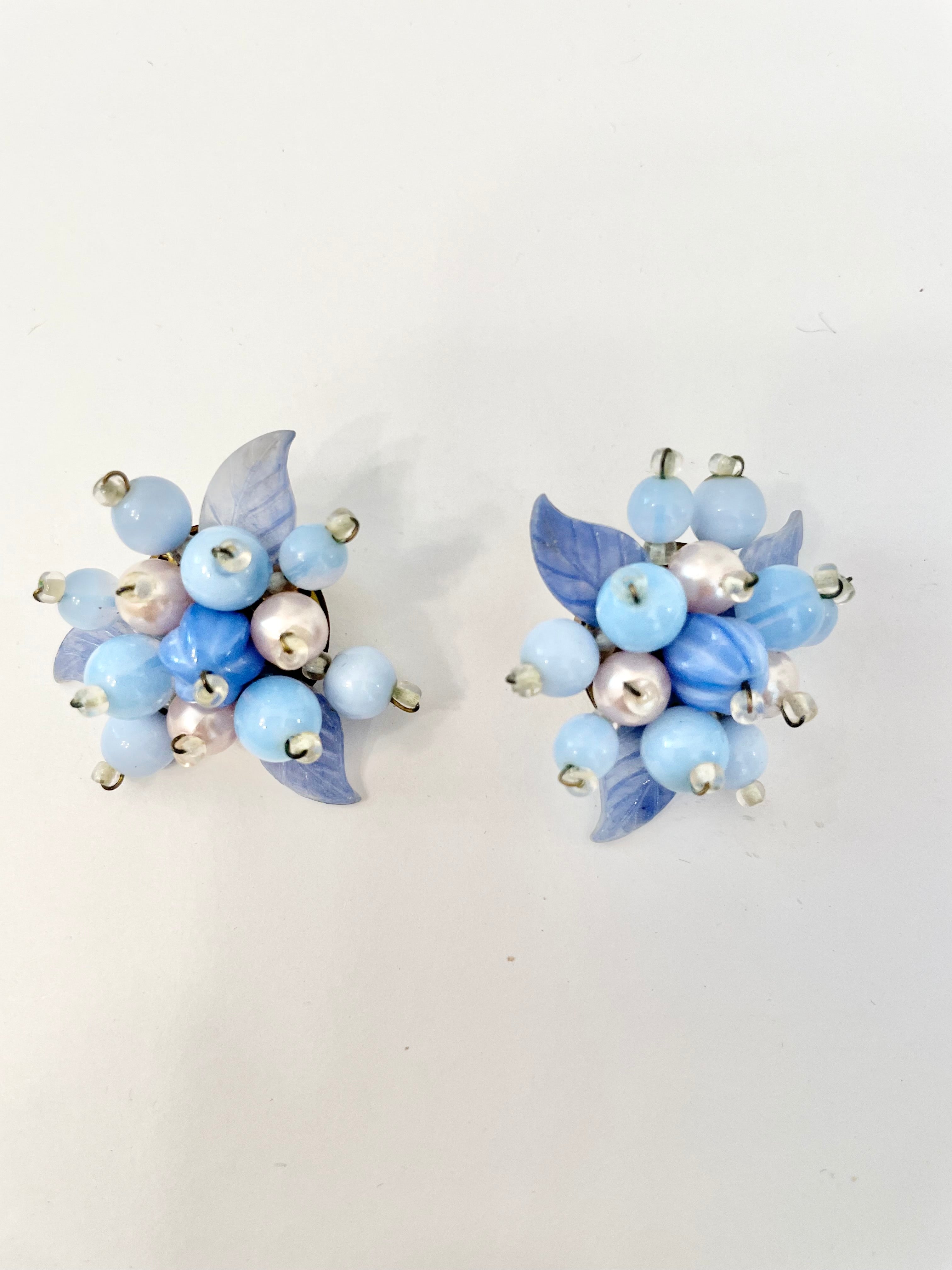 Truly divine 1960's colorful blue glass earrings... so elegant!