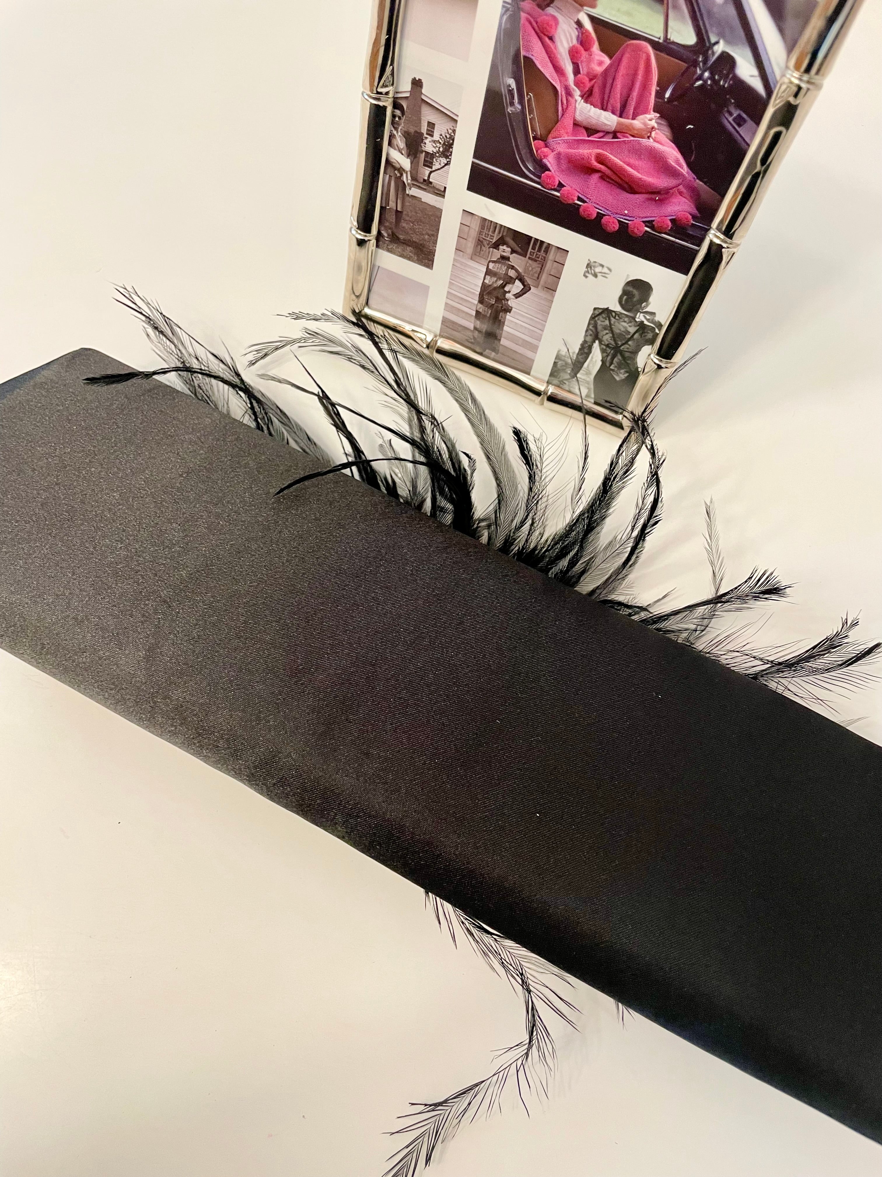 The most lovely noir bow bag with a dusting of feathers....