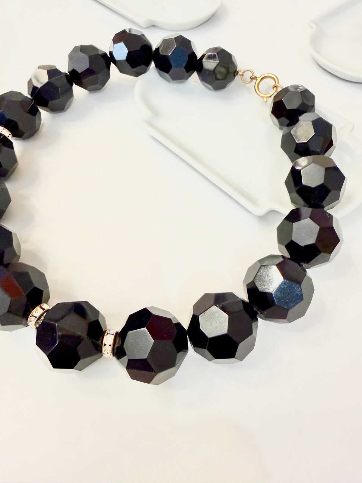 The most divine faux faceted onyx resin statement necklace....timeless