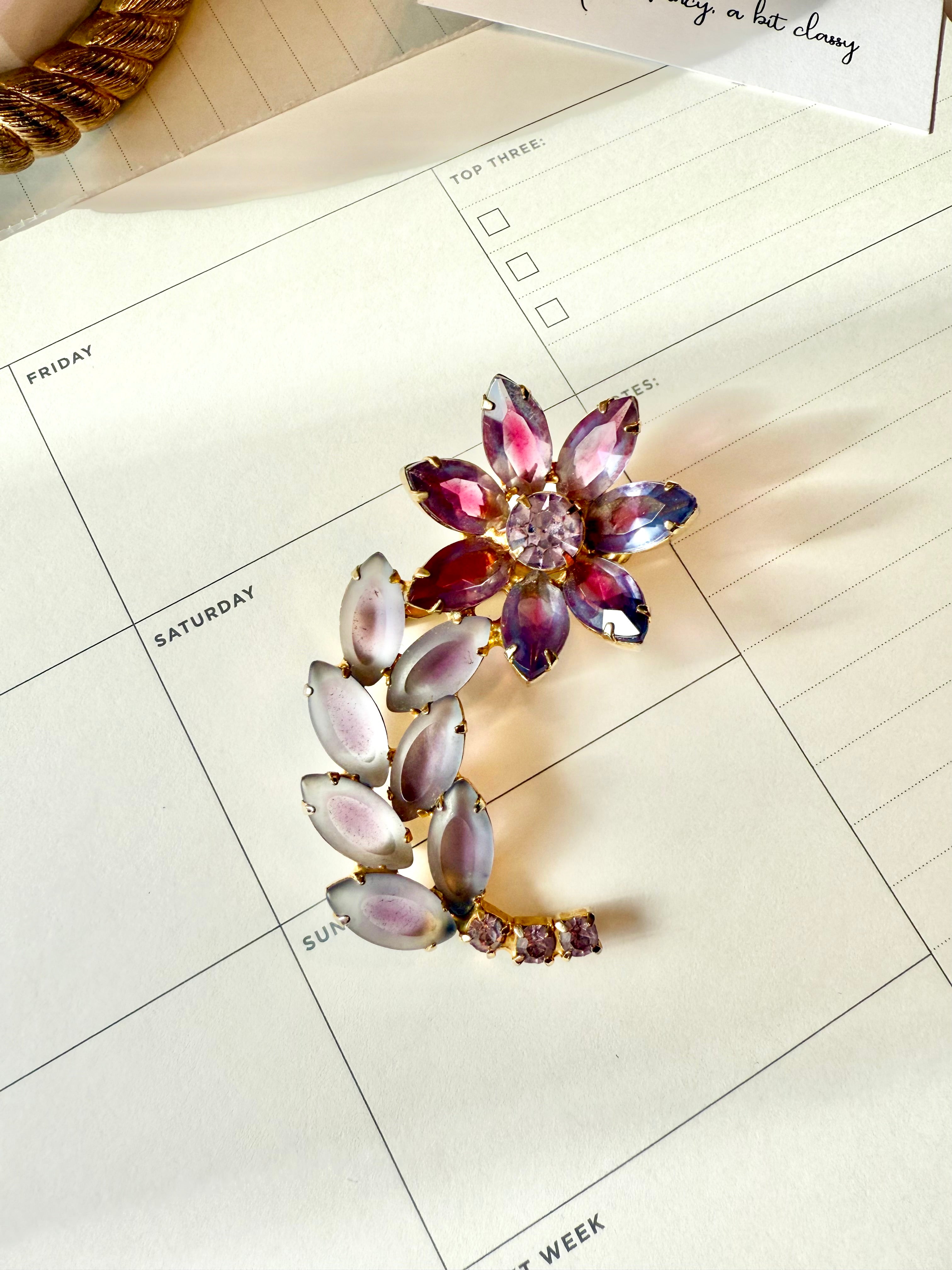 The prettiest soft purple glass flower brooch... so feminine