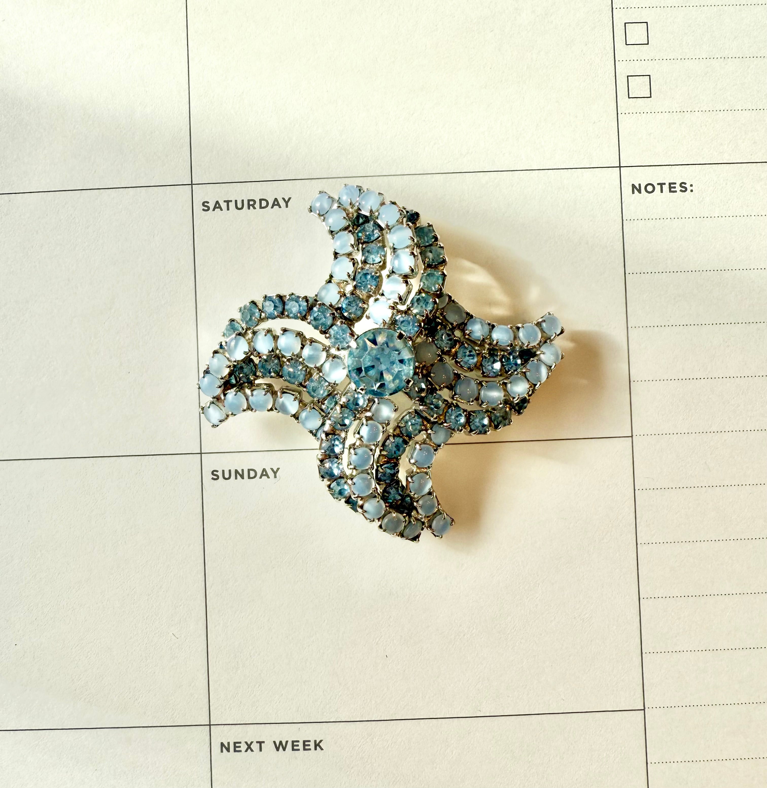 1960's divine monochromatic blue brooch.... so glamorous